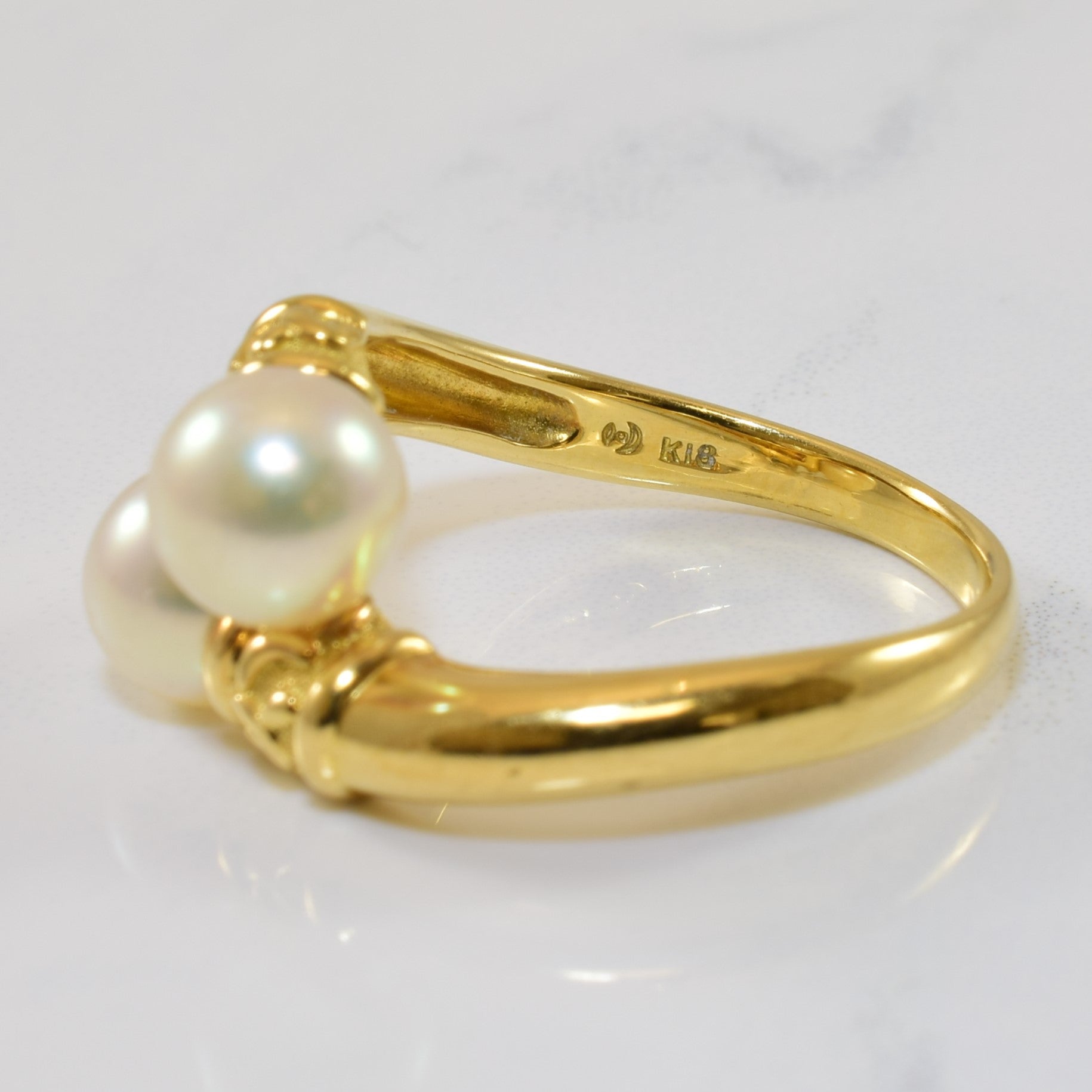Textured Bypass Pearl Ring - 5.24 Carat Total Weight (CTW) - Size 8 - Elegant Jewelry for Weddings, Anniversaries & Special Occasions