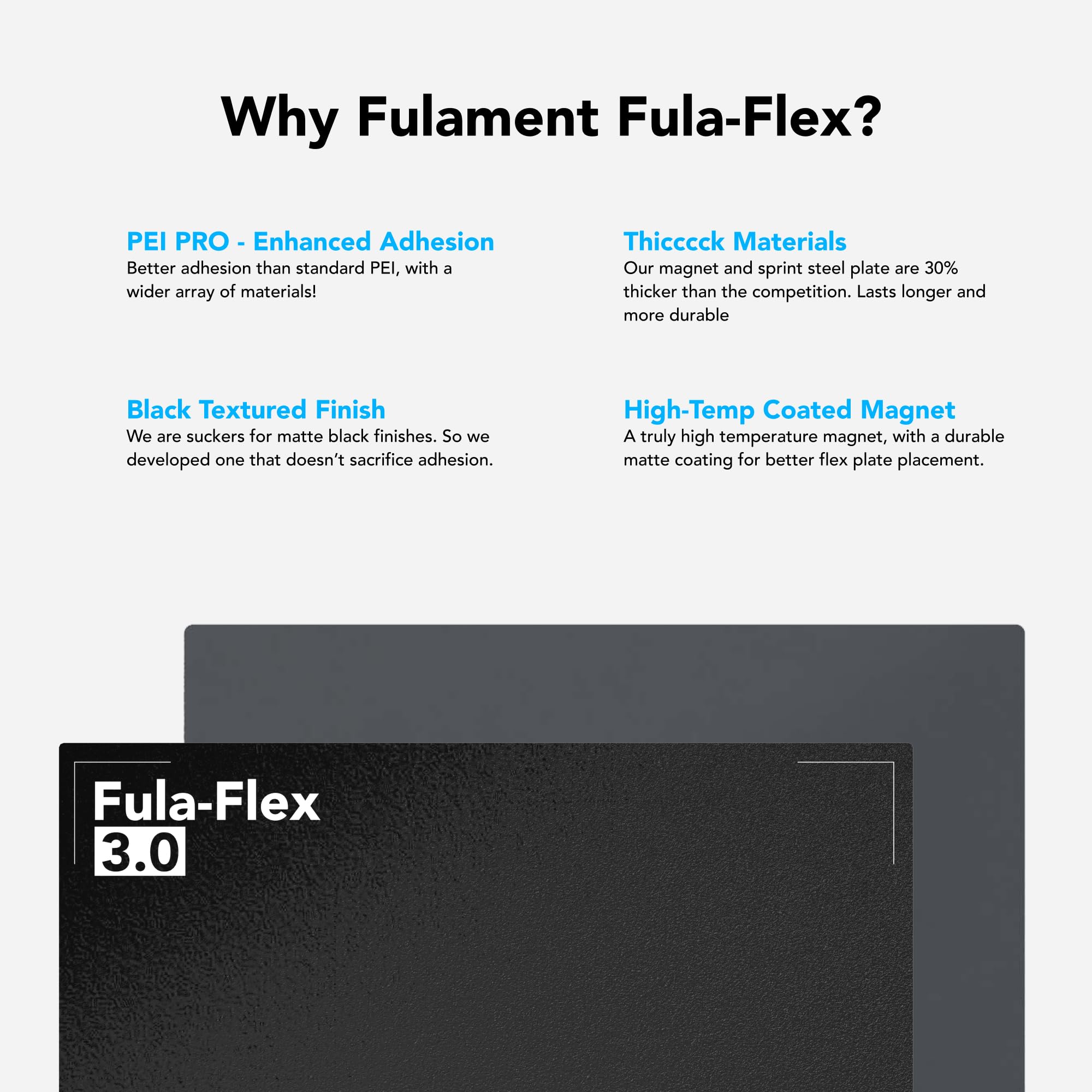 Fula-Flex Textured PEI PRO Build Plate - 40% Stronger Adhesion Than Standard PEI - Compatible with Elegoo Neptune 3 Max/4 Max, Anycubic Kobra Max/2 Max, Creality CR-6 Max | 430 x 420mm | Perfect for High-Temp 3D Printing & Large-Scale Projects
