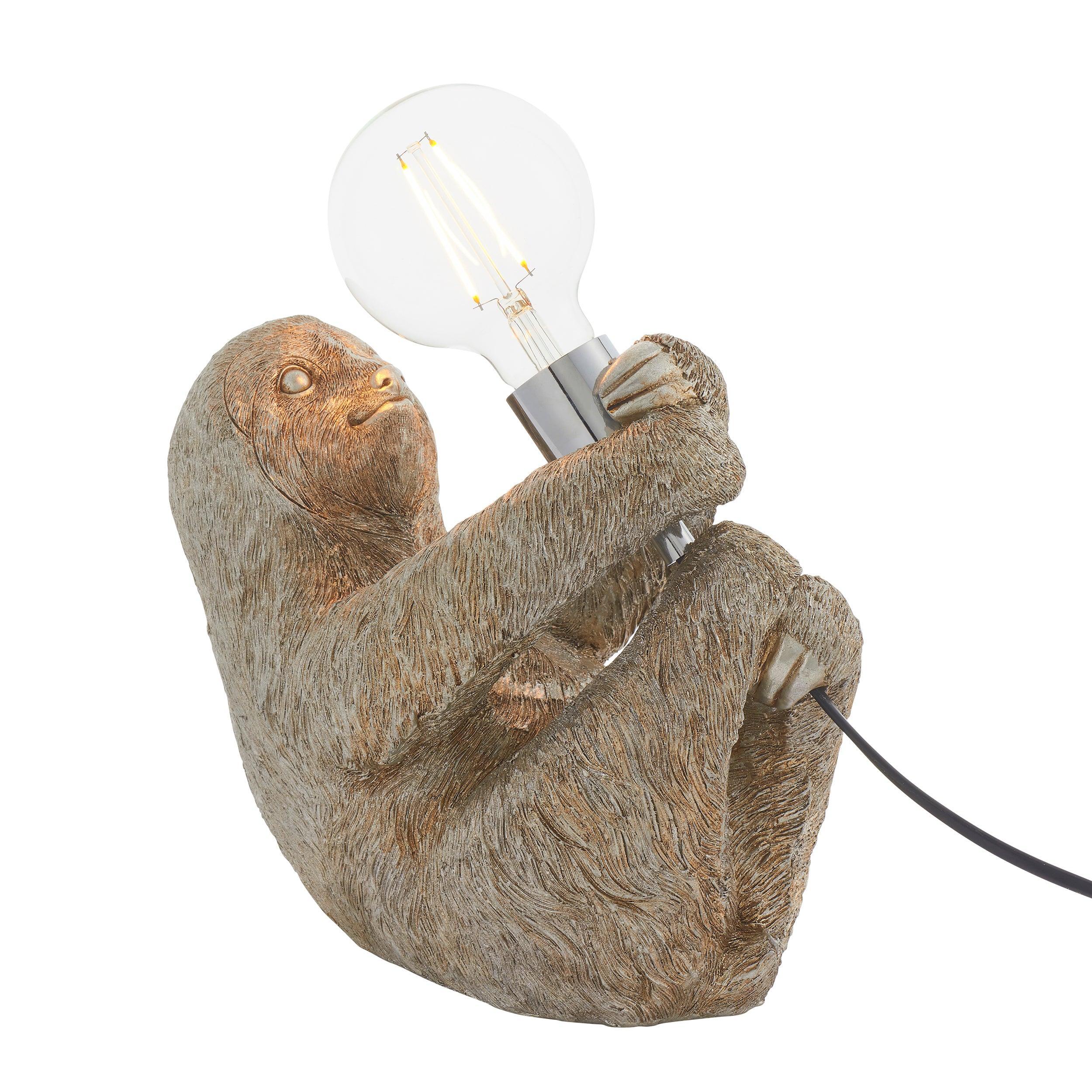 Lazy Silver Sloth Table Lamp - Modern Decorative Night Light for Bedroom, Living Room & Nursery - Open Box