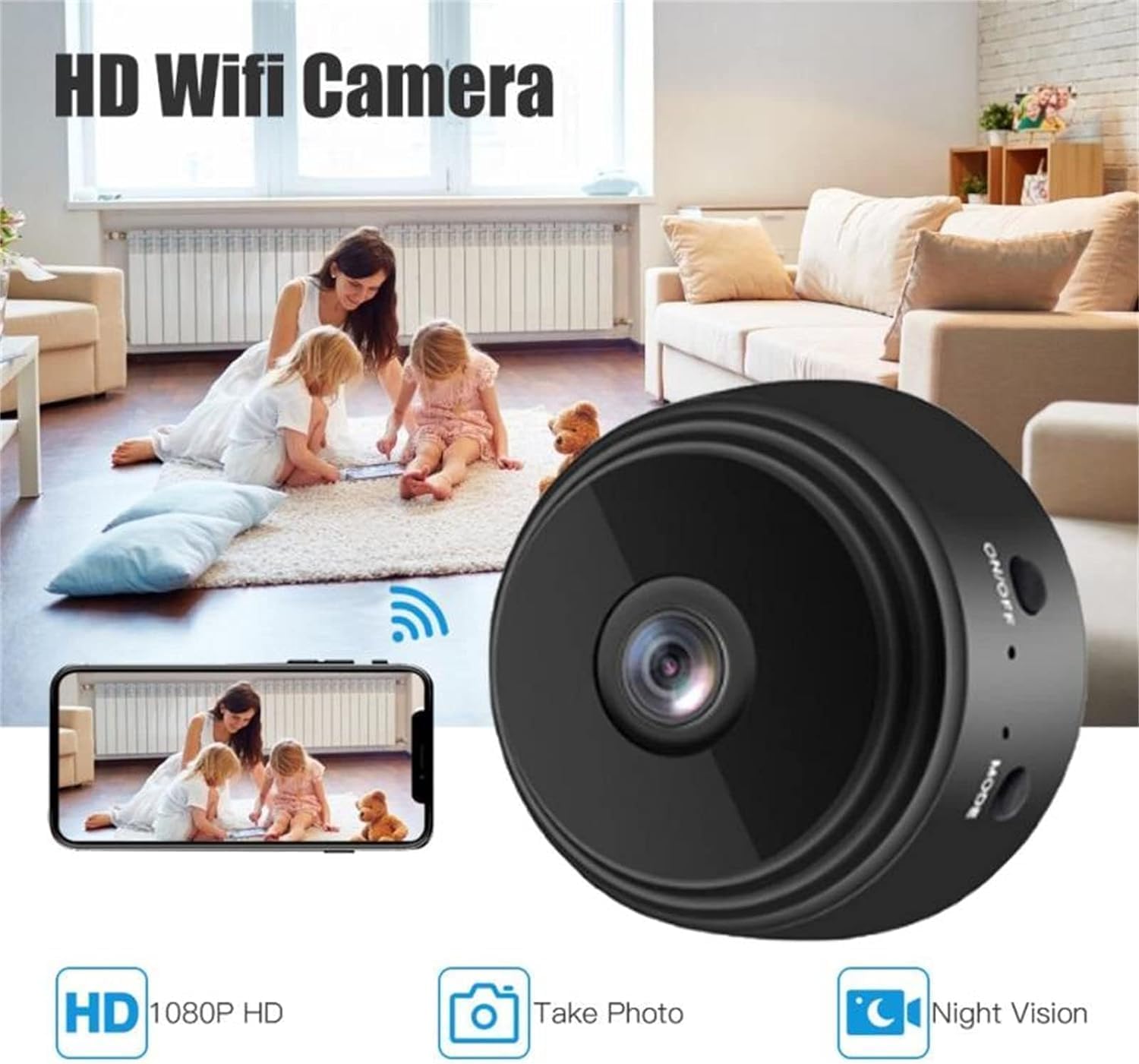 SpyFocus Magnetic Mini Security Camera with Night Vision & Motion Detection - 2 Pack, Wireless Outdoor/Indoor Covert Spy Cam, App Control for Home, Office & Surveillance - Ideal for Baby Monitoring, Pet Watching & Property Security