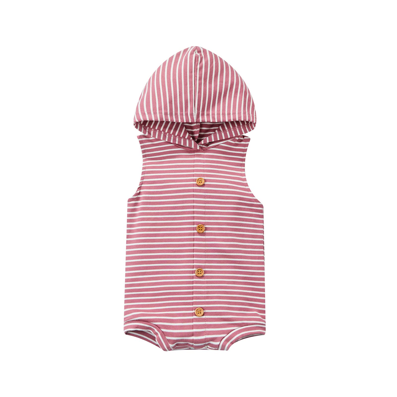 Newborn Baby Hooded Romper - Sleeveless Striped Skull Jumpsuit for Boys & Girls | Summer & Fall Outfit | Perfect for Playdates, Photoshoots & Casual Wear