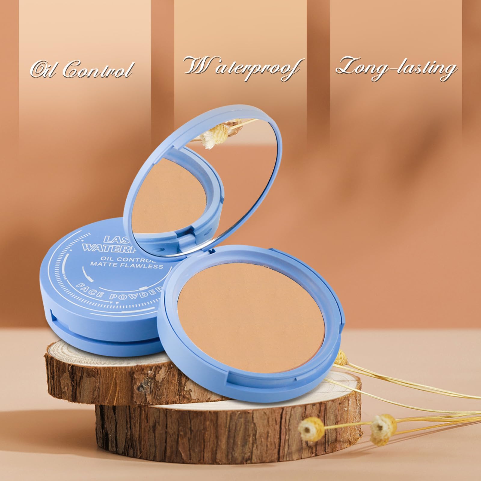 Oil Control Face Powder - Matte Smooth Setting Powder for Oily Skin, Waterproof & Long-Lasting Makeup Finishing Powder, Compact Perfect Matte Makeup Powder (Tan Dark) - Ideal for Daily Wear, Photo Shoots & Hot Weather