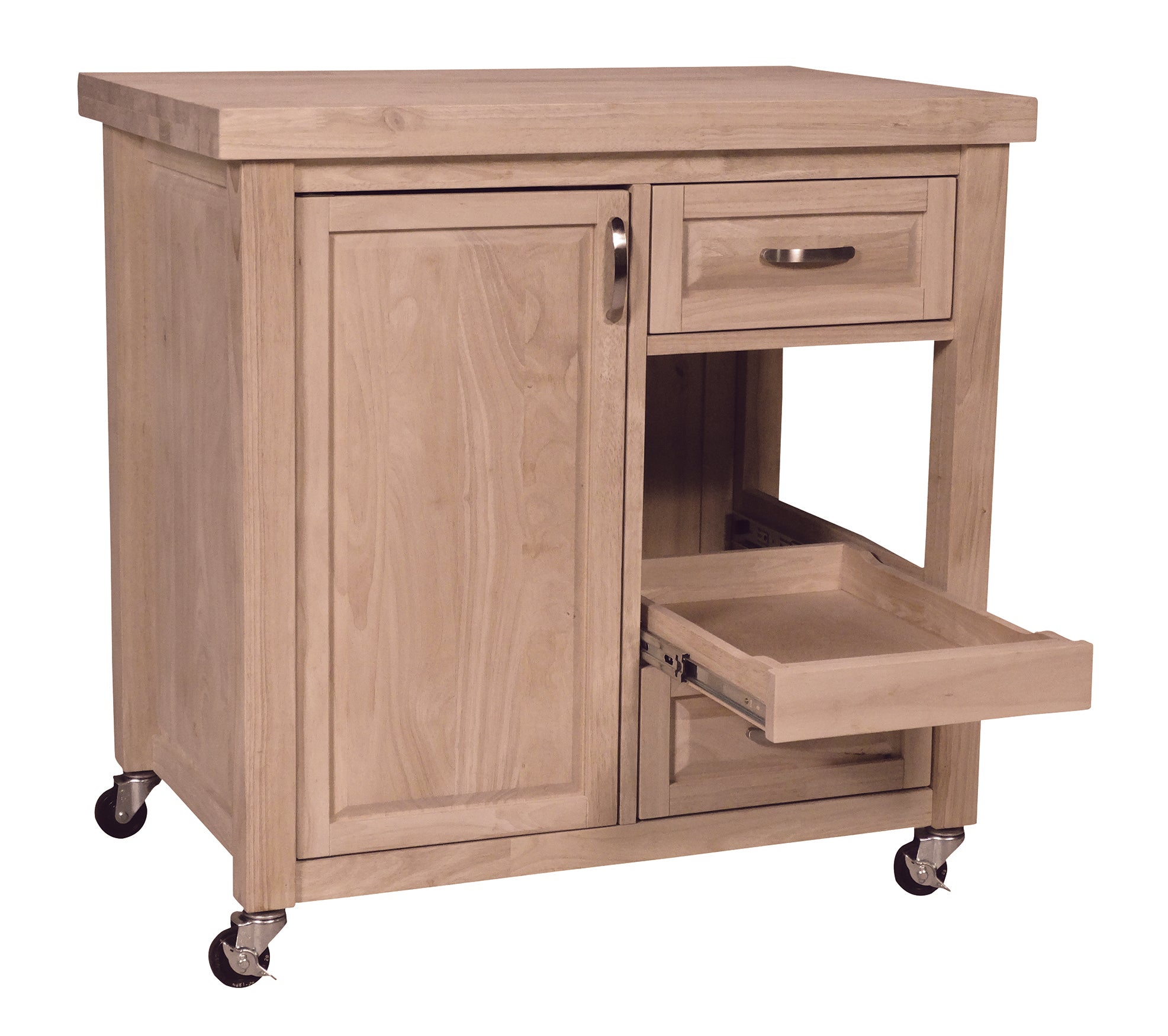 Premium Castored Kitchen Work Center with Locking Wheels - Mobile Food Prep Station for Home & Commercial Use - Ideal for Catering, Buffets & Small Spaces