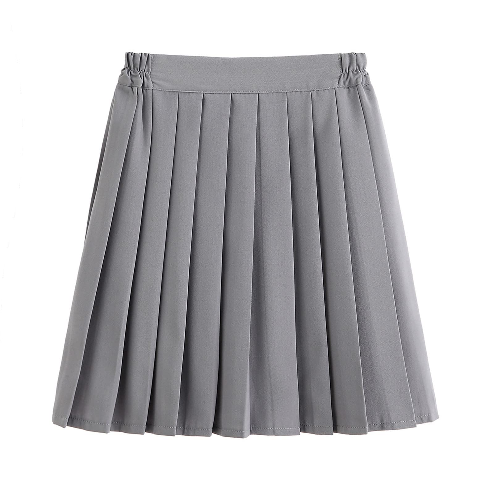 Women's Stretchy Flared Pleated Skirt - High Waist A-Line Skirt for School, Tennis & Casual Wear - Solid Color Fashion Skirt for Women & Girls