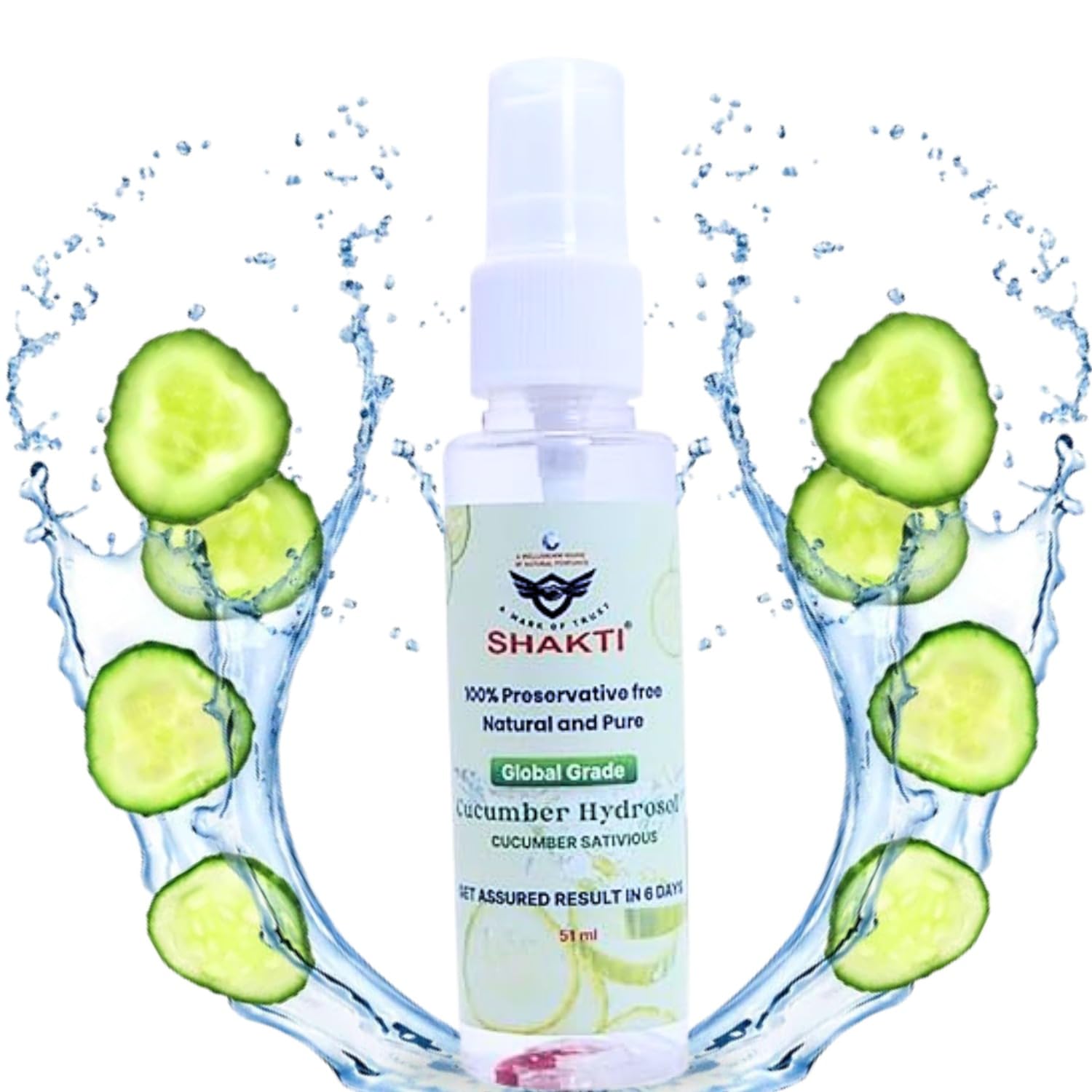 SHAKTI NATURAL Cucumber Face Toner 51ml | Enriched with Cucumber Extract & Vitamin C | Reduces Inflammation, Prevents Acne, Controls Oil & Removes Makeup | Alcohol-Free Facial Toner for Men & Women | Perfect for Daily Skincare Routine & Post-Workout Refreshment