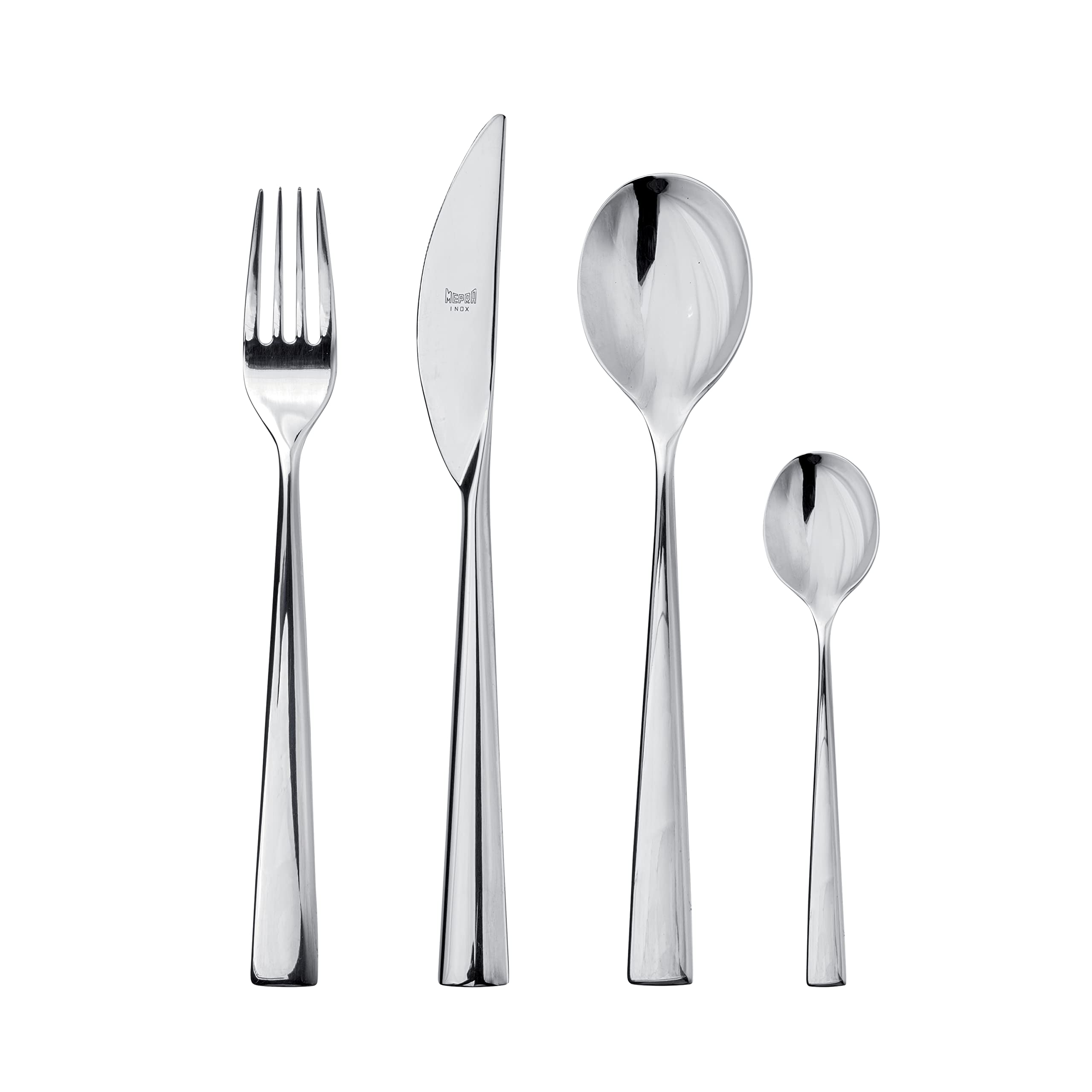 Premium MEPRA Stainless Steel Flatware Set - 18/10 Metallic Silverware for 4, 8, or 12 People - Elegant Dining Utensils for Restaurants, Weddings, and Everyday Use