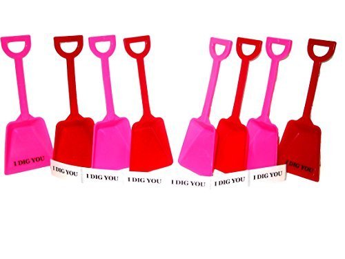 100 Pack Small Plastic Toy Shovels for Kids - 7 Inch Red & Pink Sand Play Tools with 100 