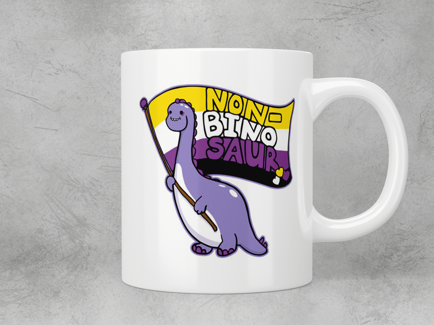 Dinosaur Coffee Mug - Funny Non-Binary Pride Gift for LGBTQ+ Friends - Perfect for Tea, Coffee & Hot Drinks at Home or Office