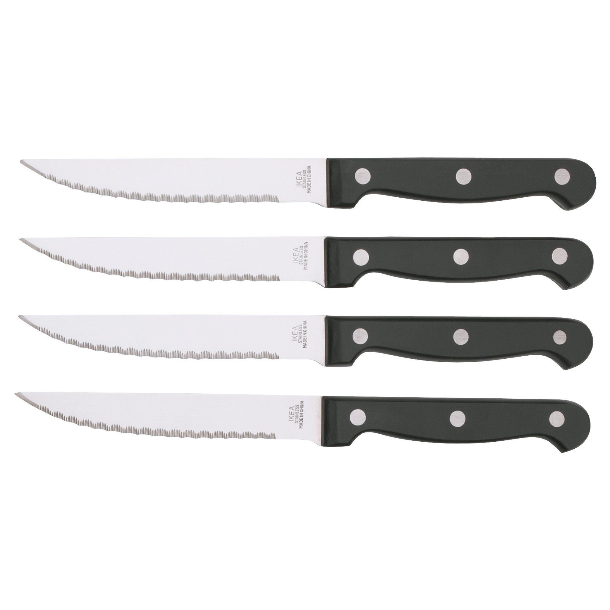 IKEA 4-Piece Stainless Steel Steak Knives Set - Sharp & Durable for Steak, Meat, and BBQ - Perfect for Home Dining, Restaurants, and Outdoor Grilling