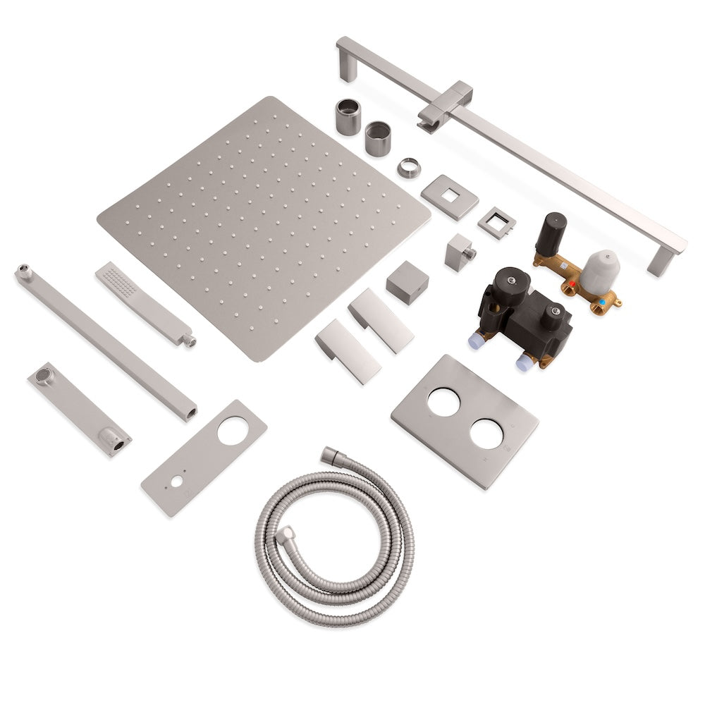 ZLINE Bliss Rainfall Shower System - 16 Inch Oversized Shower Head in Brushed Nickel (BLS SHS16 BN) | Luxury Bathroom Upgrade for Spa-Like Experience