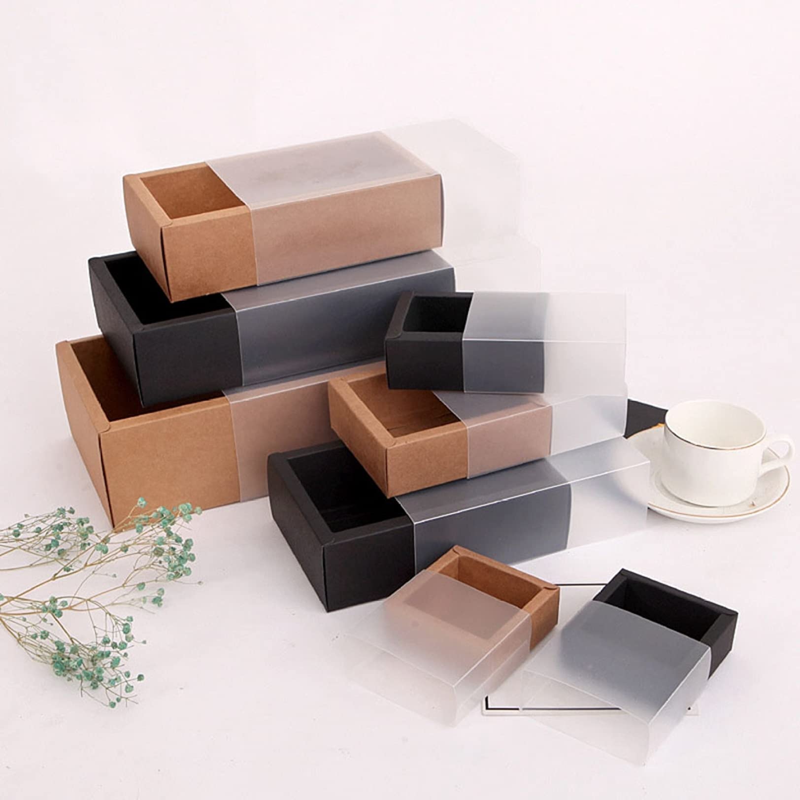 5 Pcs Clear Window Gift Boxes for Wedding Candy & Cake Packaging