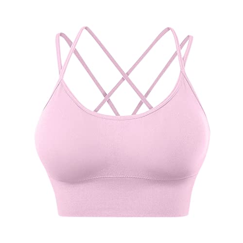 Women's Cross Back Sports Bras - Padded Strappy Criss Cross Cropped Yoga Bras for Running & Workout | Comfortable Gym & Activewear for Women