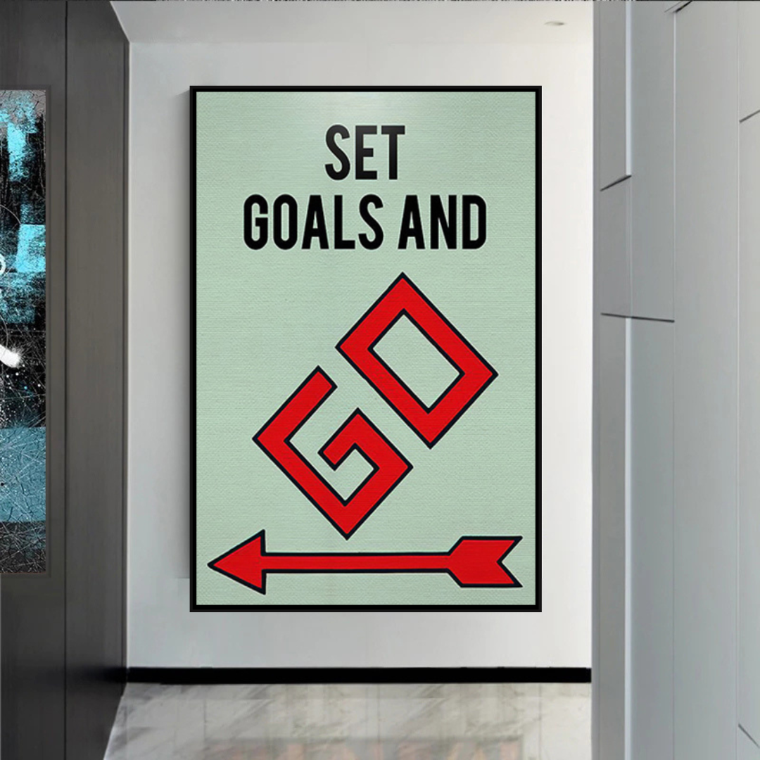 Alec Monopoly Set Goals and Go Play Card - Canvas Wall Art Decor for Home, Office & Game Room - Perfect Gift for Art Lovers & Board Game Fans