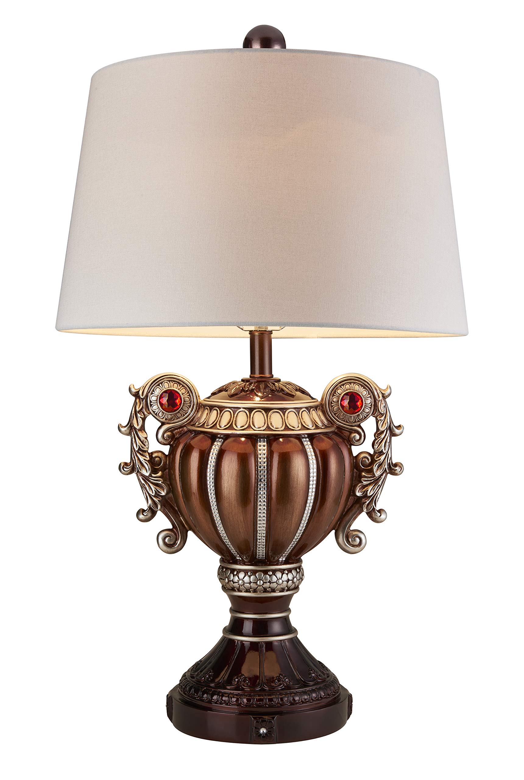 OK Lighting AZOK4296T Delicata Table Lamps - Brown & Bronze Finish Bedside Lamp for Bedroom, Living Room, or Office Decor
