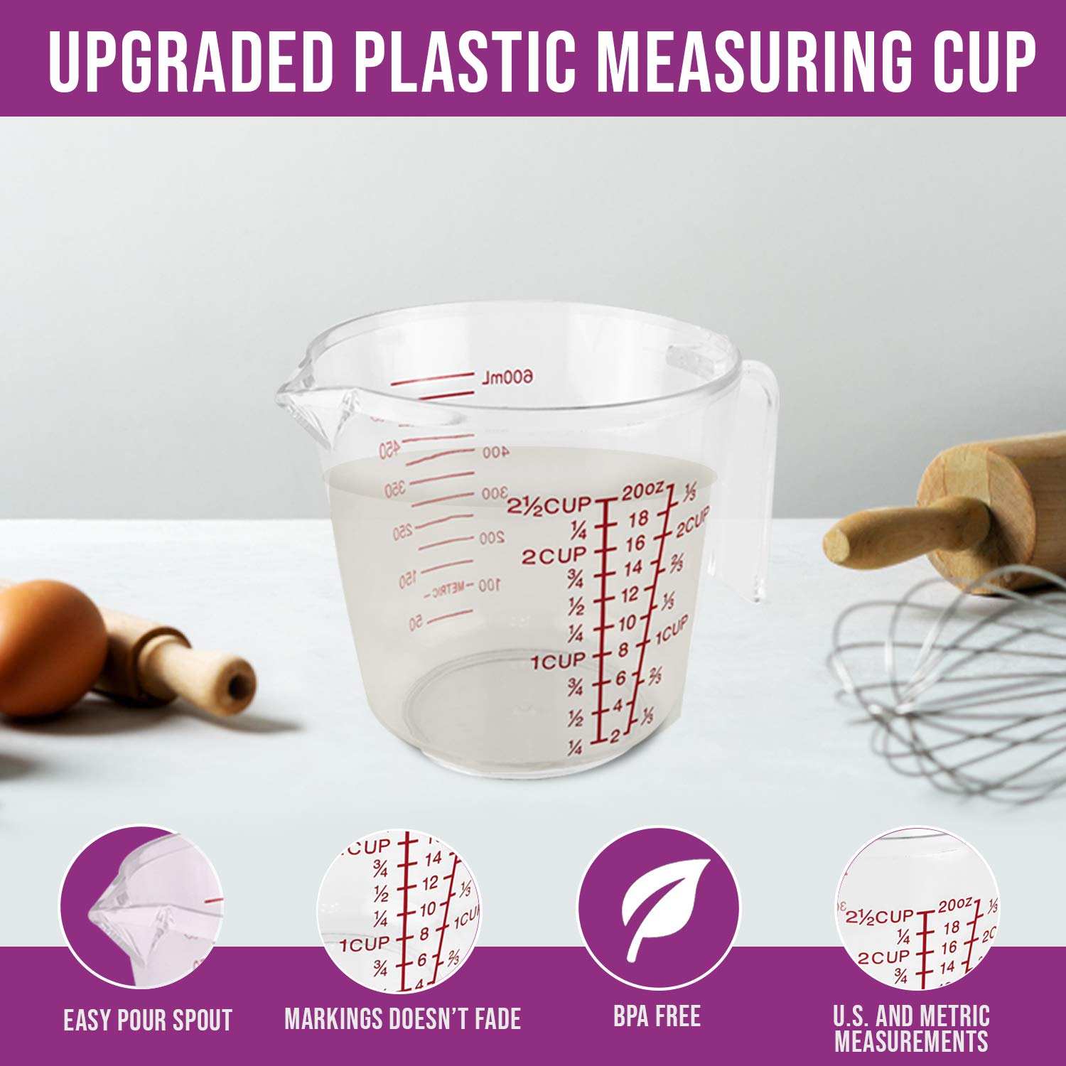 11-Piece Stainless Steel Measuring Cups and Spoons Set - Includes 10 Metal Measuring Tools & 1 Plastic Cup for Liquid & Dry Ingredients - Perfect for Baking, Cooking & Meal Prep