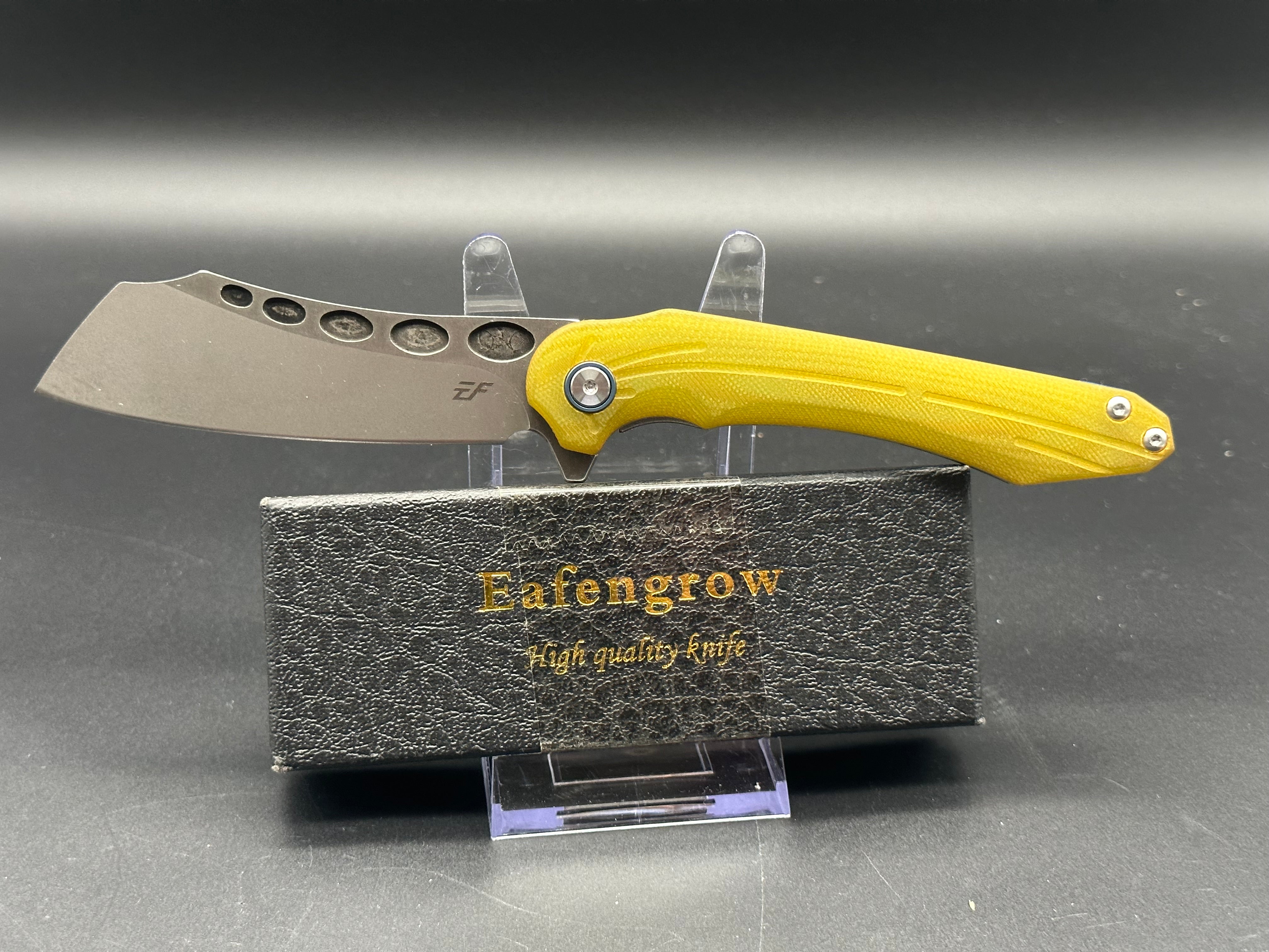 Eafengrow EF971 D2 Steel Folding Knife with Yellow G10 Handle - Outdoor Camping, Hiking, Survival & Everyday Carry (EDC) Tool