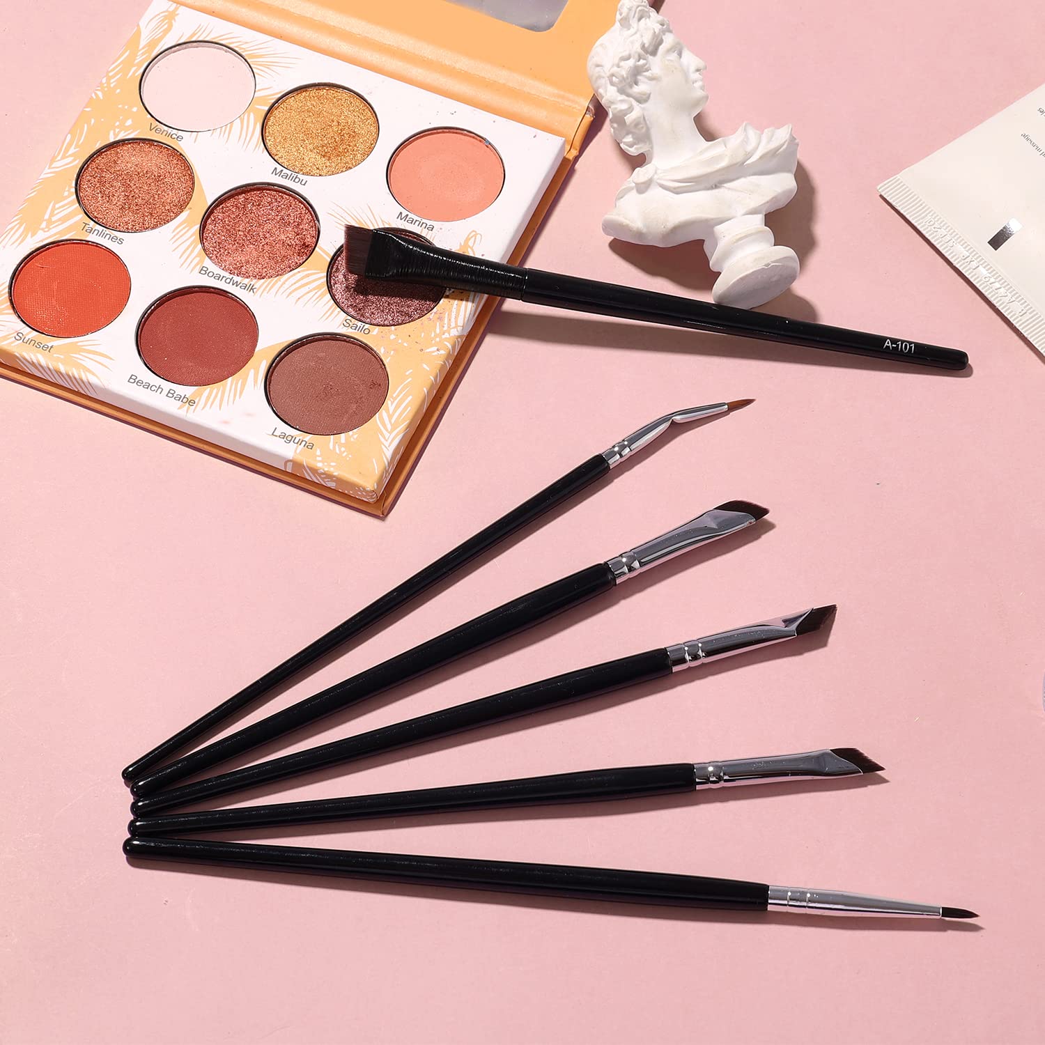6pcs Angled Eyeliner Brush Set for Eyebrows & Makeup - Salon & Home Use