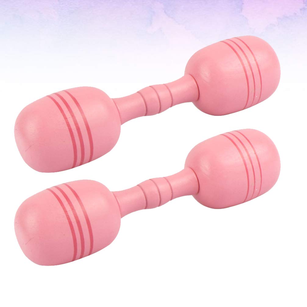 Garneck 1 Pair 300g Pink Wooden Dumbbell Set - Kids Exercise Hand Weights, Home Gym Equipment & Fitness Training Toys for Children - Perfect for Indoor Workouts, Playroom Activities & Beginner Strength Training
