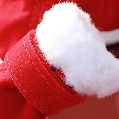 URBEST 2 Pairs Red Christmas Dog Boots with Detachable Closure - Cute Winter Puppy Shoes for Small Medium Dogs (Size 5, Red) - Perfect for Holiday Photos & Snowy Walks
