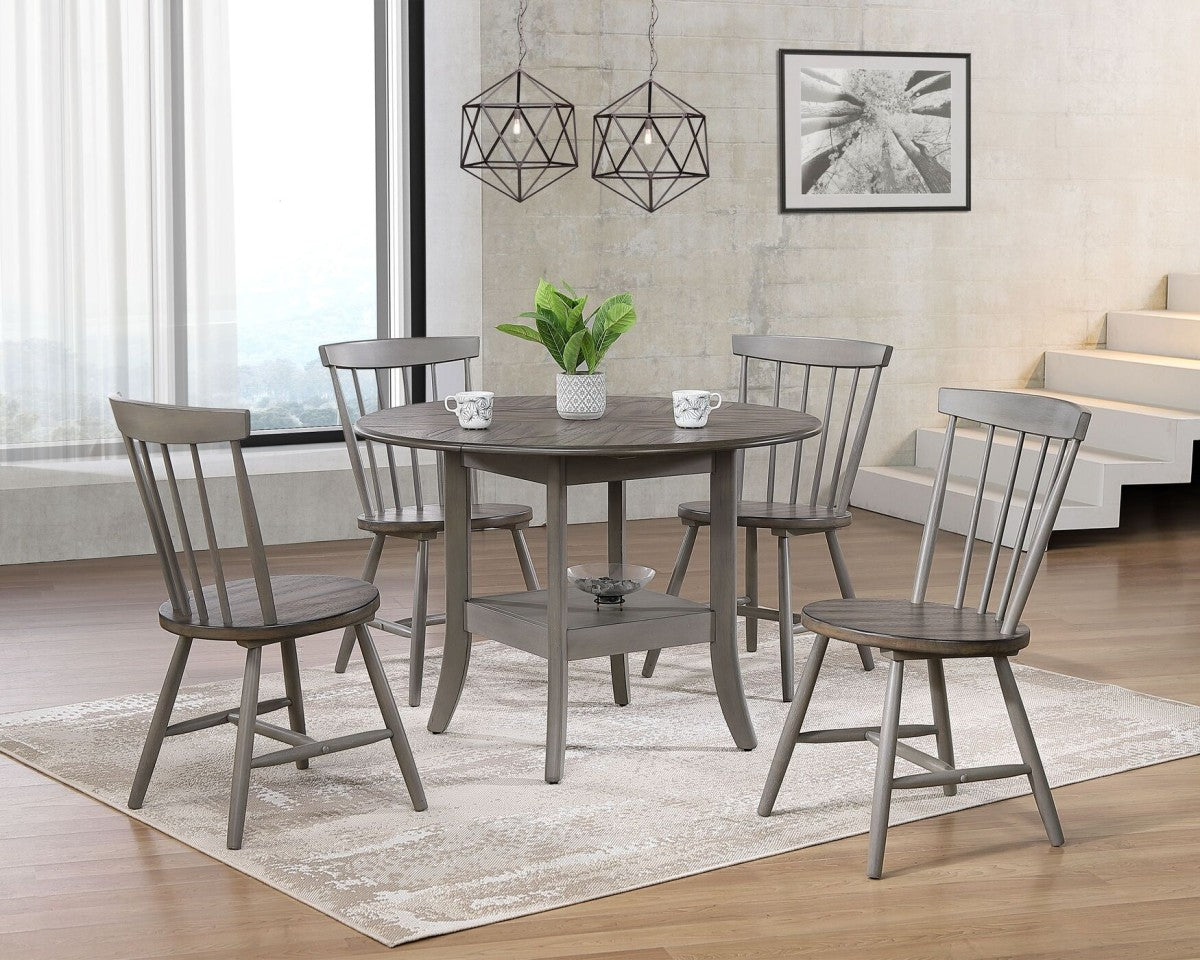 5 Piece Oak & Grey Dining Set - Modern Wooden Table & Chairs for Kitchen, Breakfast Nook, or Small Space Dining Room