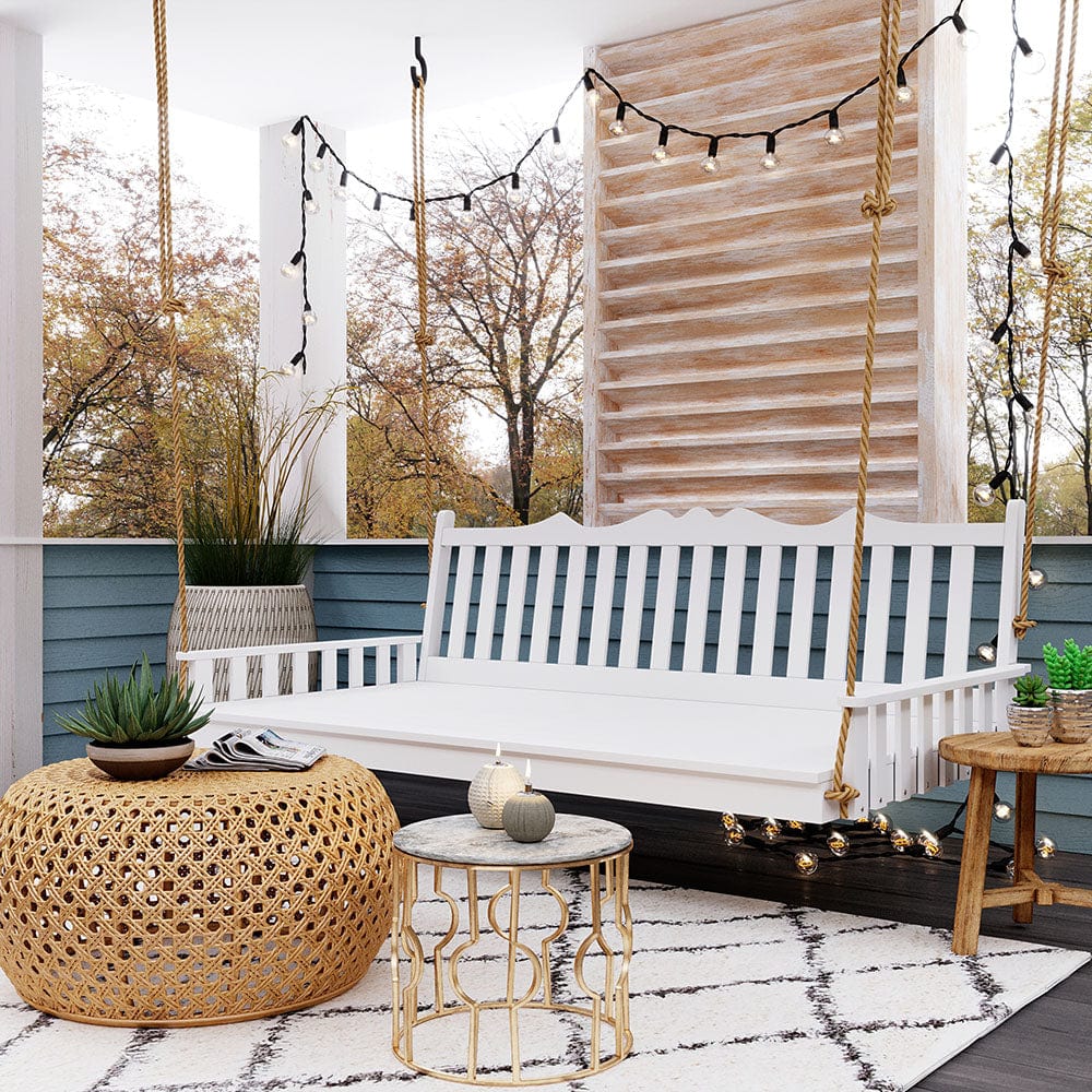 Keystone Amish Co. Twin York Porch Swing Bed - Cedar Stain Finish | Outdoor Relaxation & Patio Decor | Perfect for Backyard, Garden, and Deck Lounging