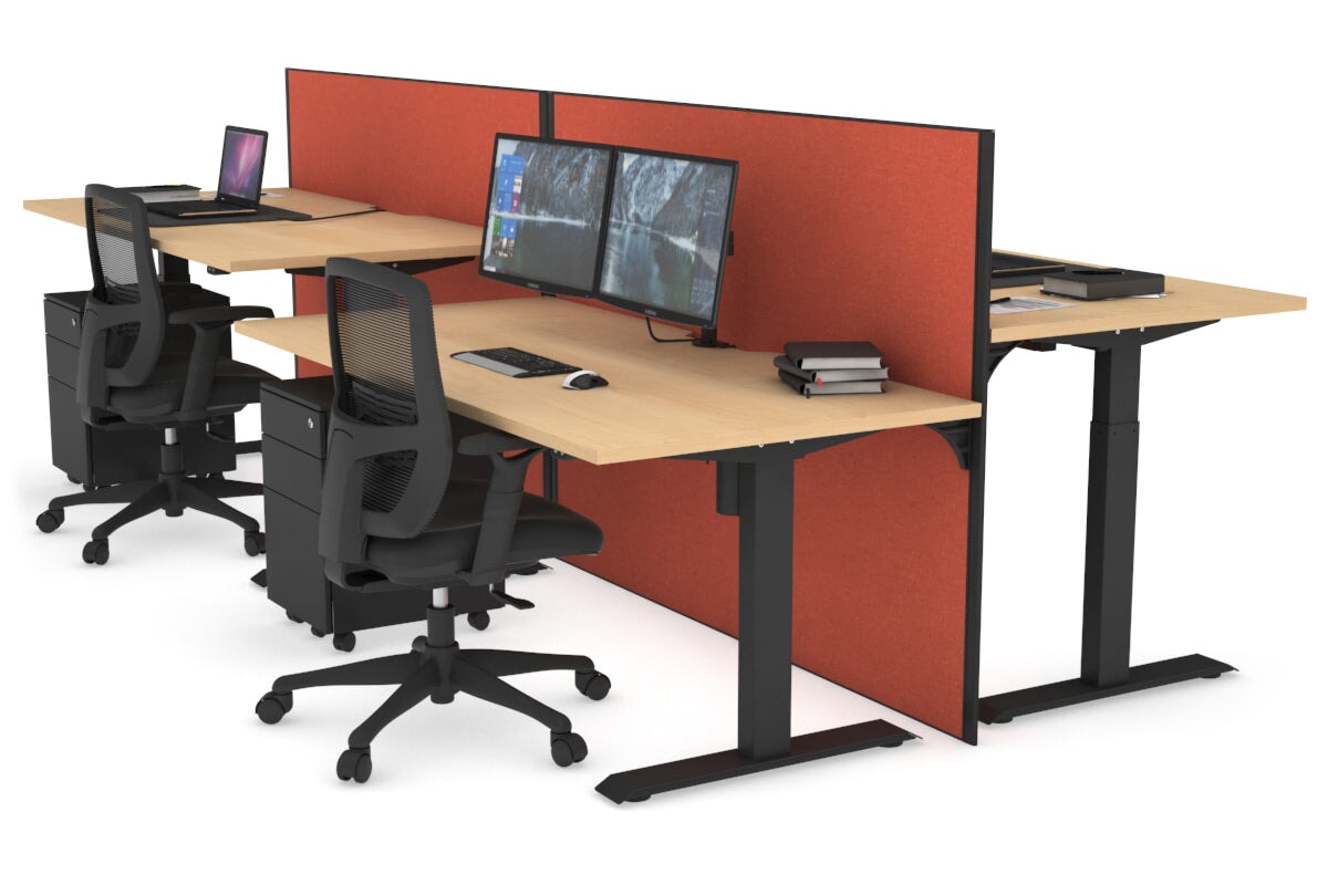 Just Right Height Adjustable 4-Person Workbench | 1400L x 800W Office Desk with Cable Management | Perfect for Team Collaboration & Computer Workstations