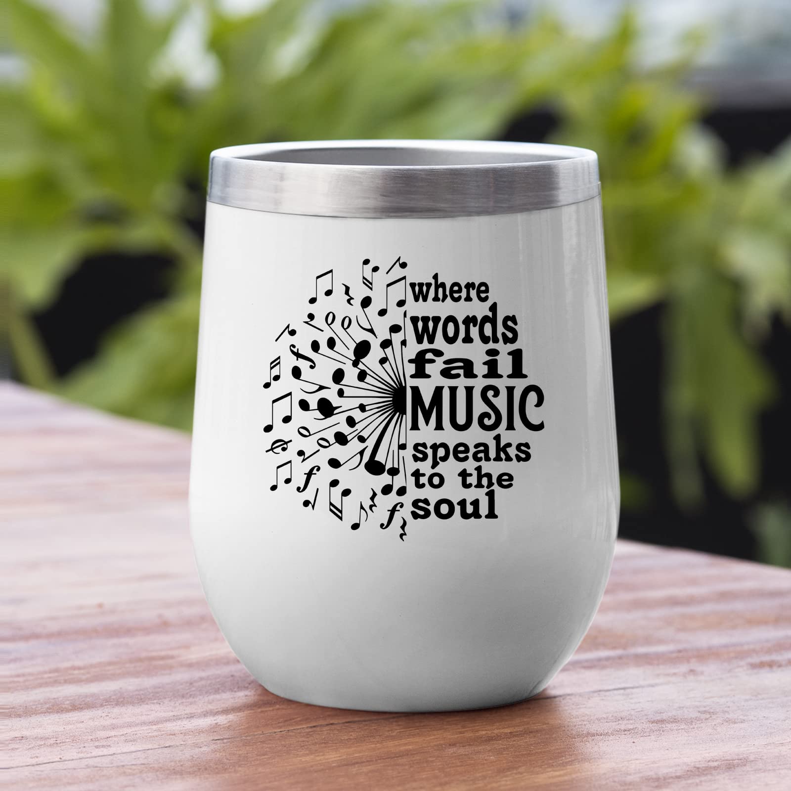 **Personalized Music Teacher Gift - 12oz Stainless Steel Wine Tumbler with Lid - Unique Appreciation Present for Music Lovers, Students, Men & Women - Perfect for Concerts, Rehearsals & Music Classes**