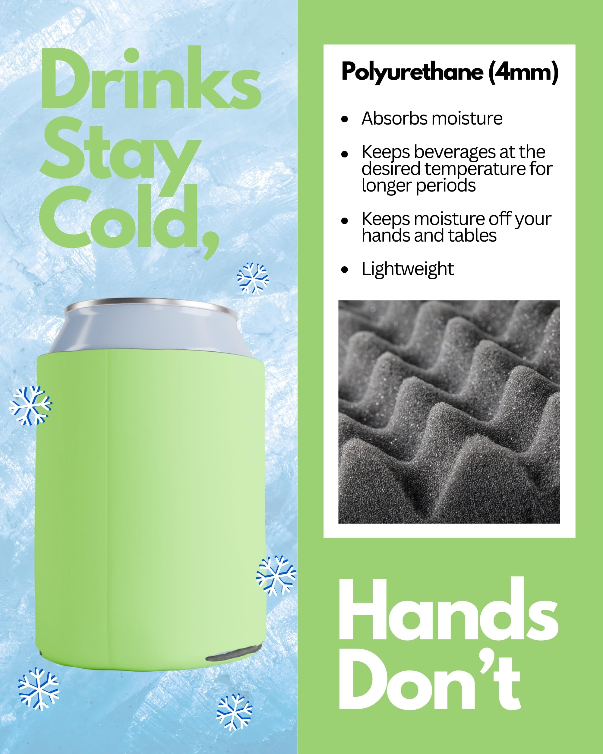 200 Pack Lime Green Blank Can Cooler Sleeves - Customizable Sublimation Insulated Foam for Beer & Soda - Fits 12oz Regular & 16oz Tall Cans - Perfect for Parties, BBQs, Tailgates & Outdoor Events