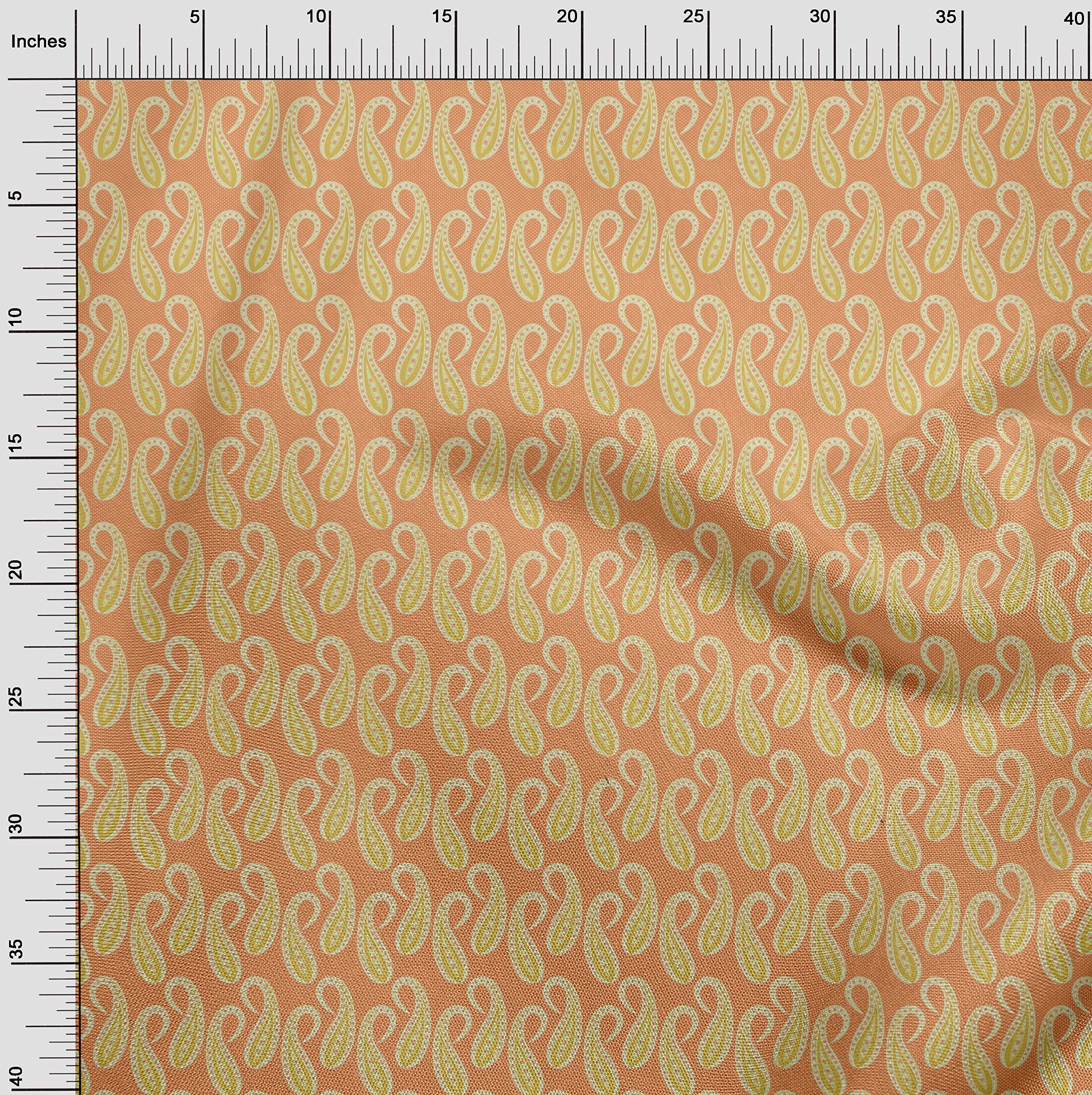 oneOone Polyester Spandex Dark Peach Fabric - 56 Inch Wide Asian Traditional Printed Craft Fabric for Sewing | Perfect for DIY Hanfu, Kimono, Qipao & Home Decor Projects