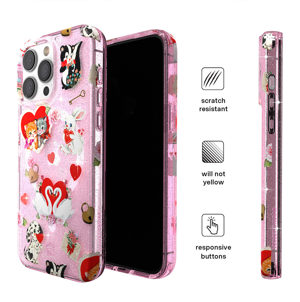 Sparkle Love Letter Glitter iPhone Case - Elegant & Protective Phone Cover for iPhone 13/14/15 Pro Max - Perfect for Valentine's Day, Anniversaries & Romantic Gifts