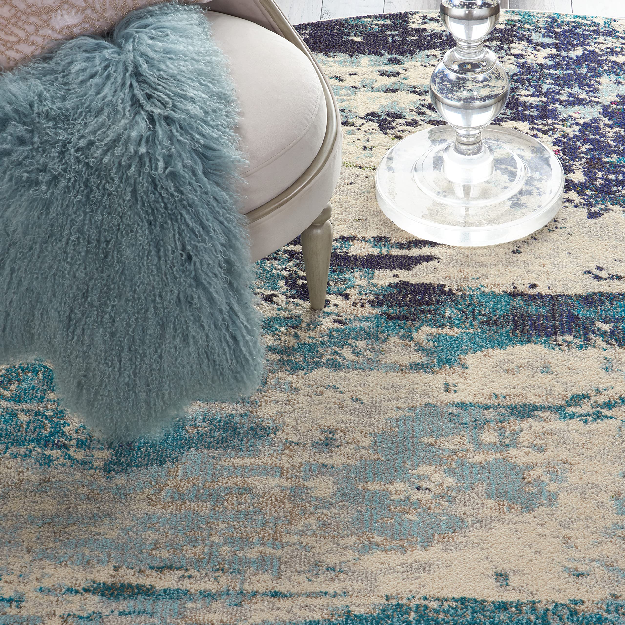 Nourison Celestial Modern Abstract Ivory/Teal Blue 7'10