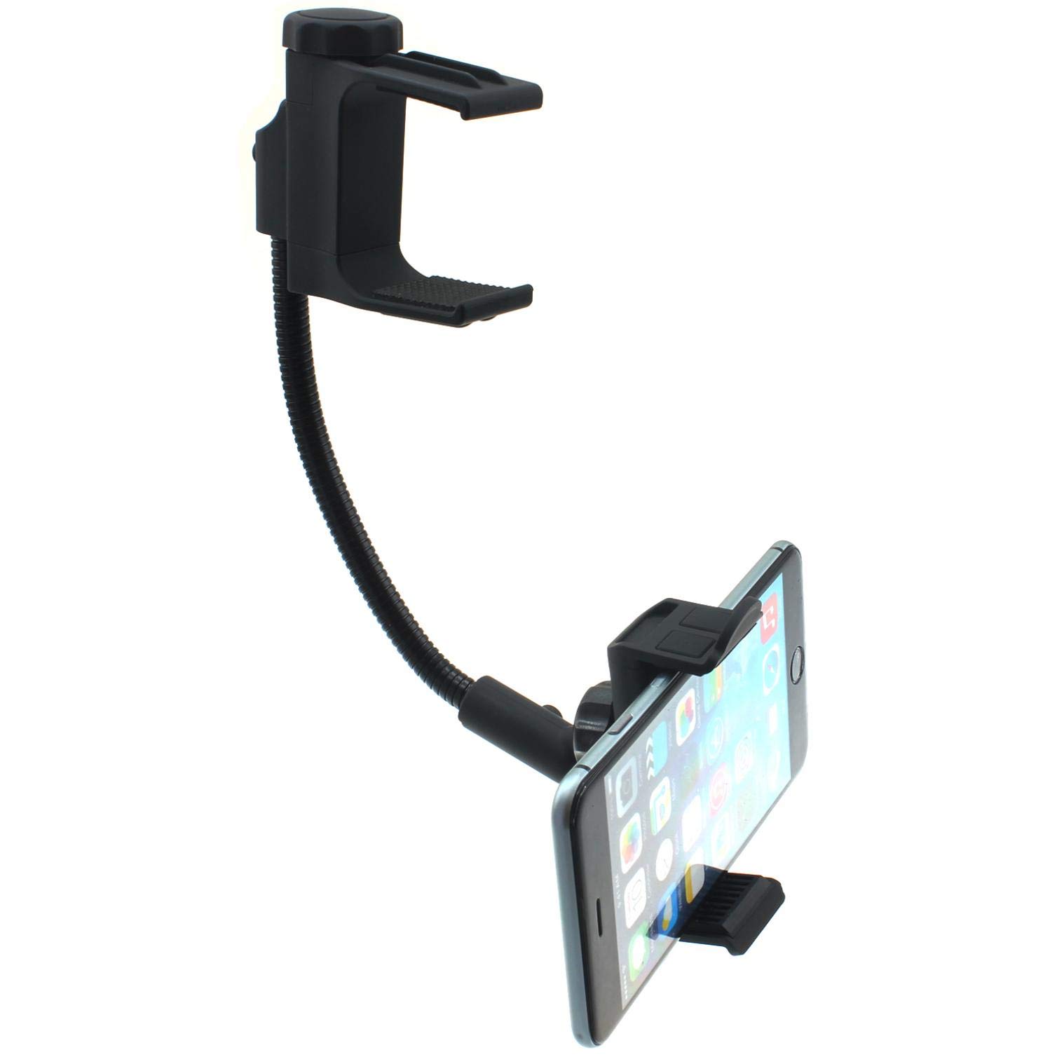 Universal Car Mount Mirror Holder for iPhone 12/12 Mini/12 Pro/12 Pro Max - 360° Swivel Rear View Cradle with Strong Grip - Perfect for Driving, Navigation & Hands-Free Calls