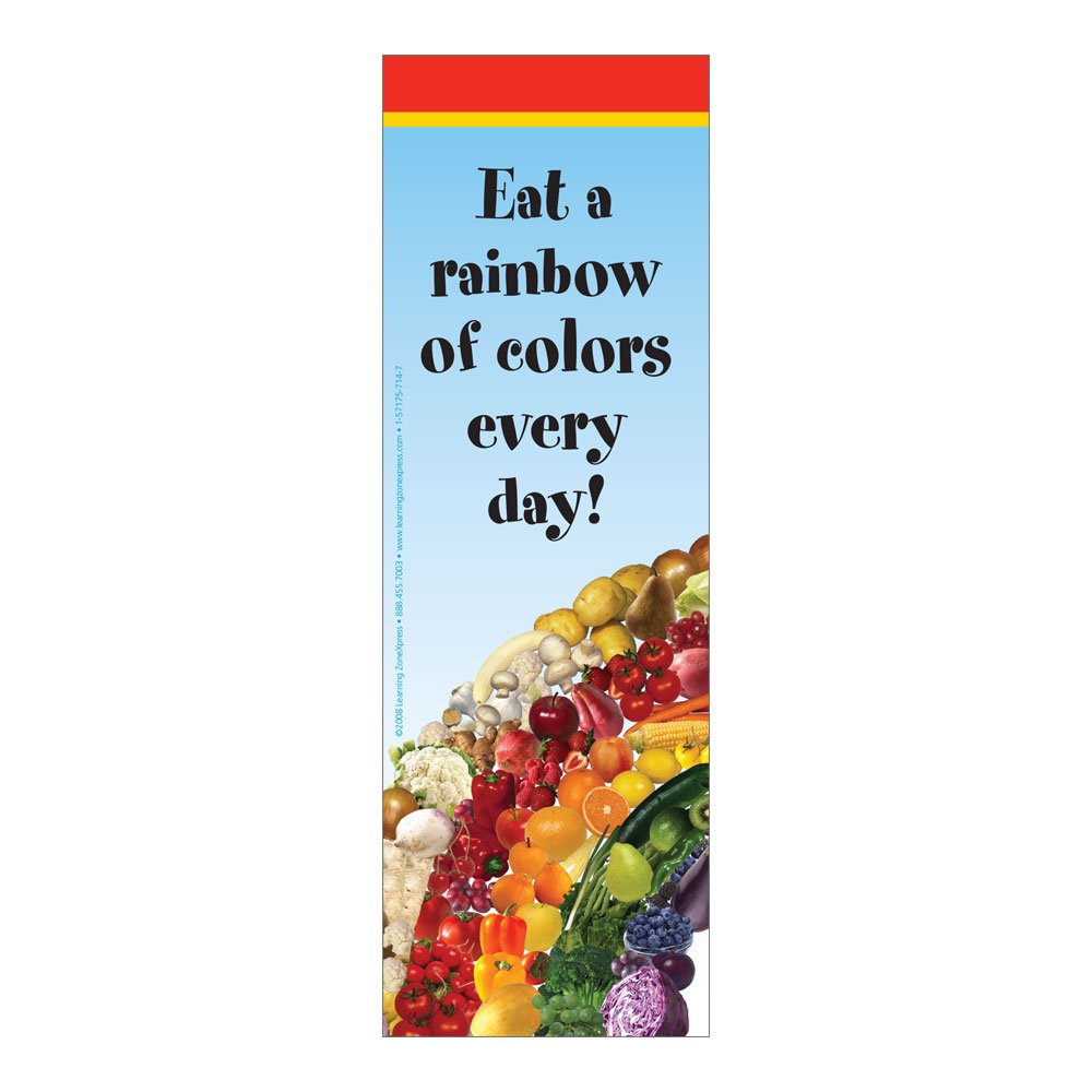 100 Colorful Fruits & Vegetables Bookmarks for Kids - Double-Sided 2.5