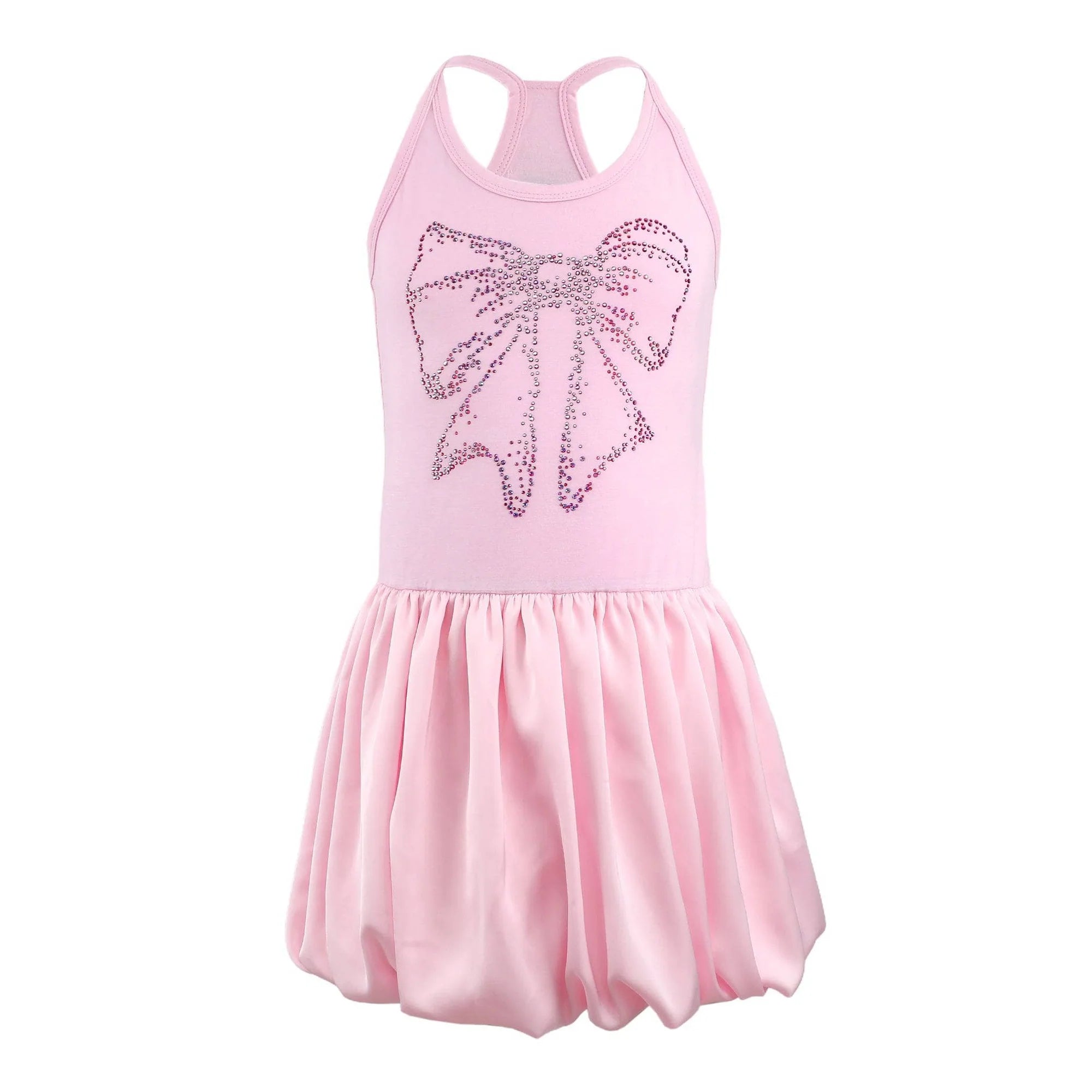 Lola & The Girls' Sparkling Crystal Bow Dress - Pink Formal Party Gown for Kids Birthday, Pageant & Special Occasions