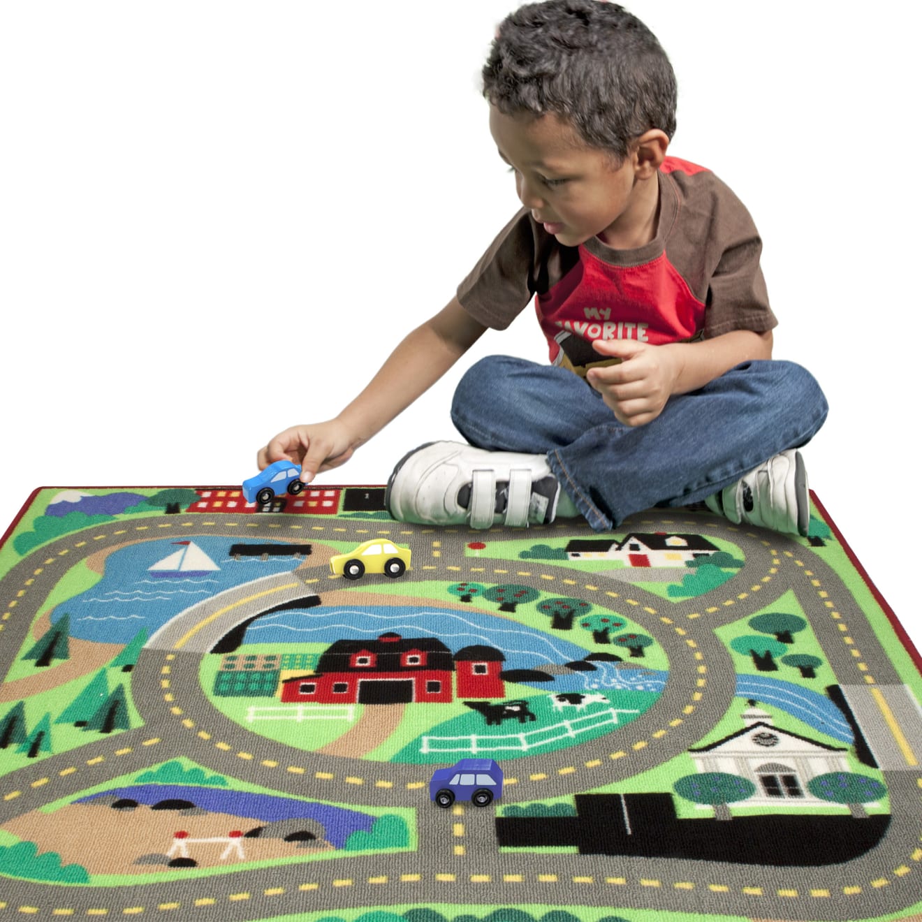 Round the Town Play Rug & Toy Car Set - Interactive City Map for Kids' Learning & Fun Playtime