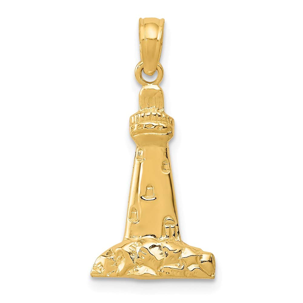 14K Yellow Gold Cape May Lighthouse Charm Pendant - Elegant Jewelry for Women, Gift for Travel Lovers & Lighthouse Enthusiasts - Perfect for Anniversaries, Birthdays & Coastal-Themed Outfits