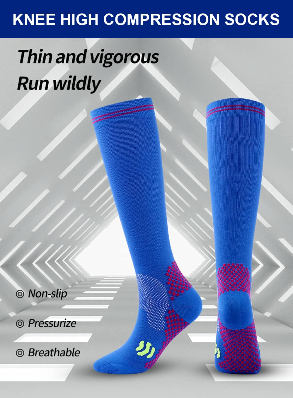 3 Pairs 20-30 mmHg Knee High Compression Socks for Women - Medical Grade Support Stockings for Circulation, Swelling & Varicose Veins Relief - Perfect for Travel, Nursing & Pregnancy