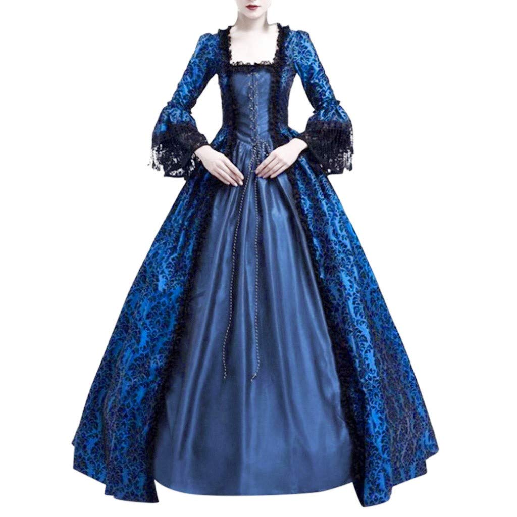 F_Gotal Women's Renaissance Medieval Costume Dress - Vintage Gothic Floor Length Long Gown for Cosplay, Masquerade Balls & Historical Reenactments | Elegant Retro Evening Dress for Halloween, Themed Parties & Renaissance Fairs