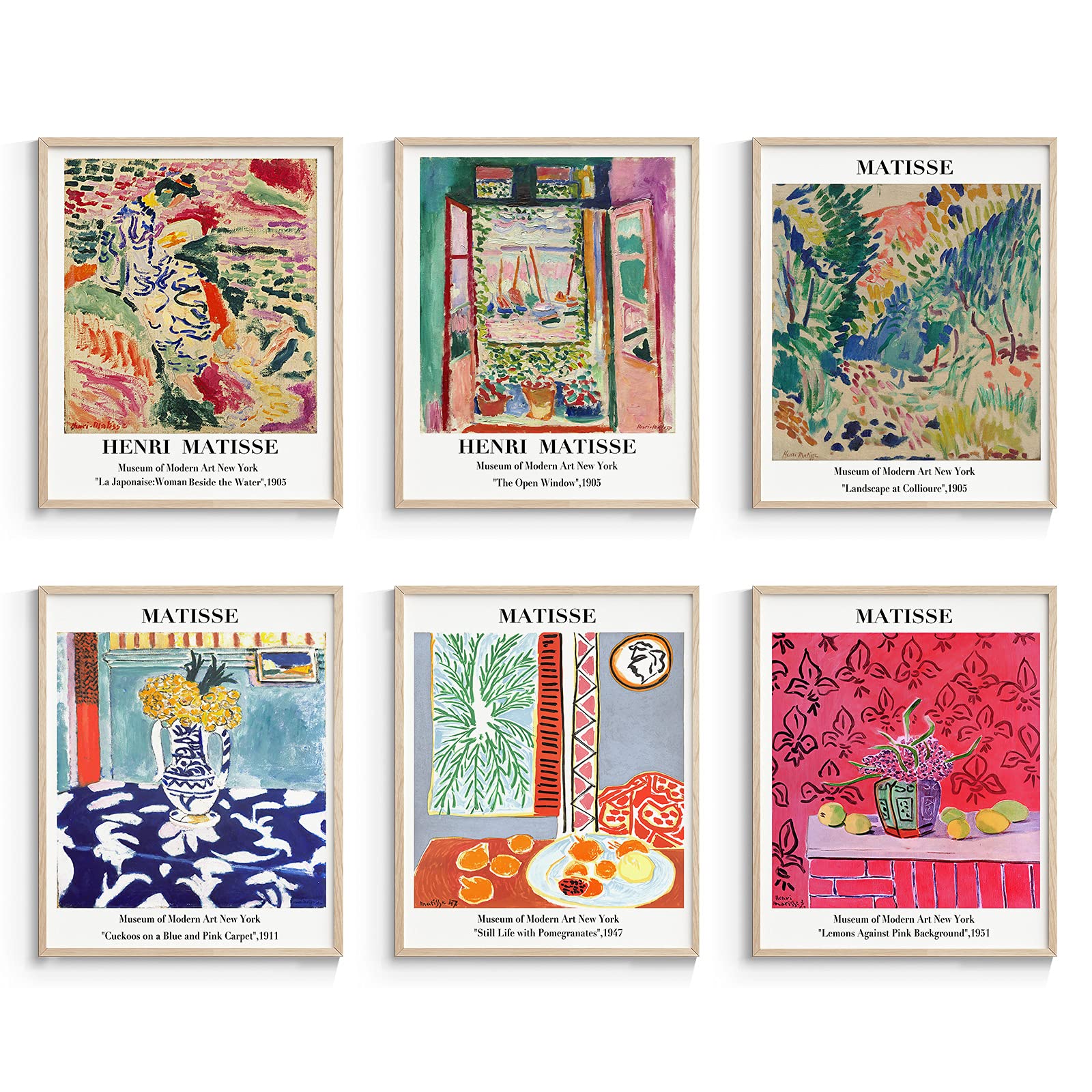 Matisse Wall Art Prints - Set of 6 Abstract Vintage Posters (8x10in UNFRAMED) for Home Decor & Room Aesthetic | Perfect for Living Room, Bedroom, Office & Gallery Wall Display