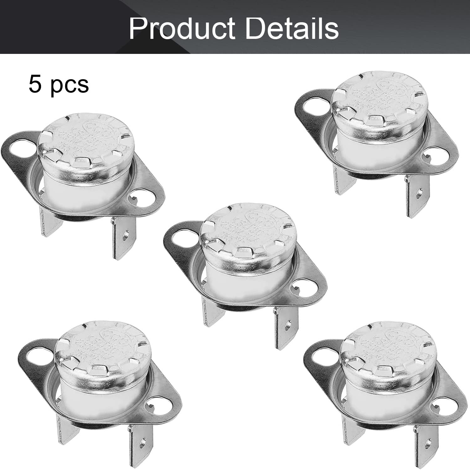 Fielect 5Pcs KSD301 Thermostat Bimetal Thermostat 145°C Normally Closed Adjustable Snap Disc Temperature Switch for Microwave, Oven, Coffee Maker - Perfect for Home Appliance Temperature Control & Safety Protection