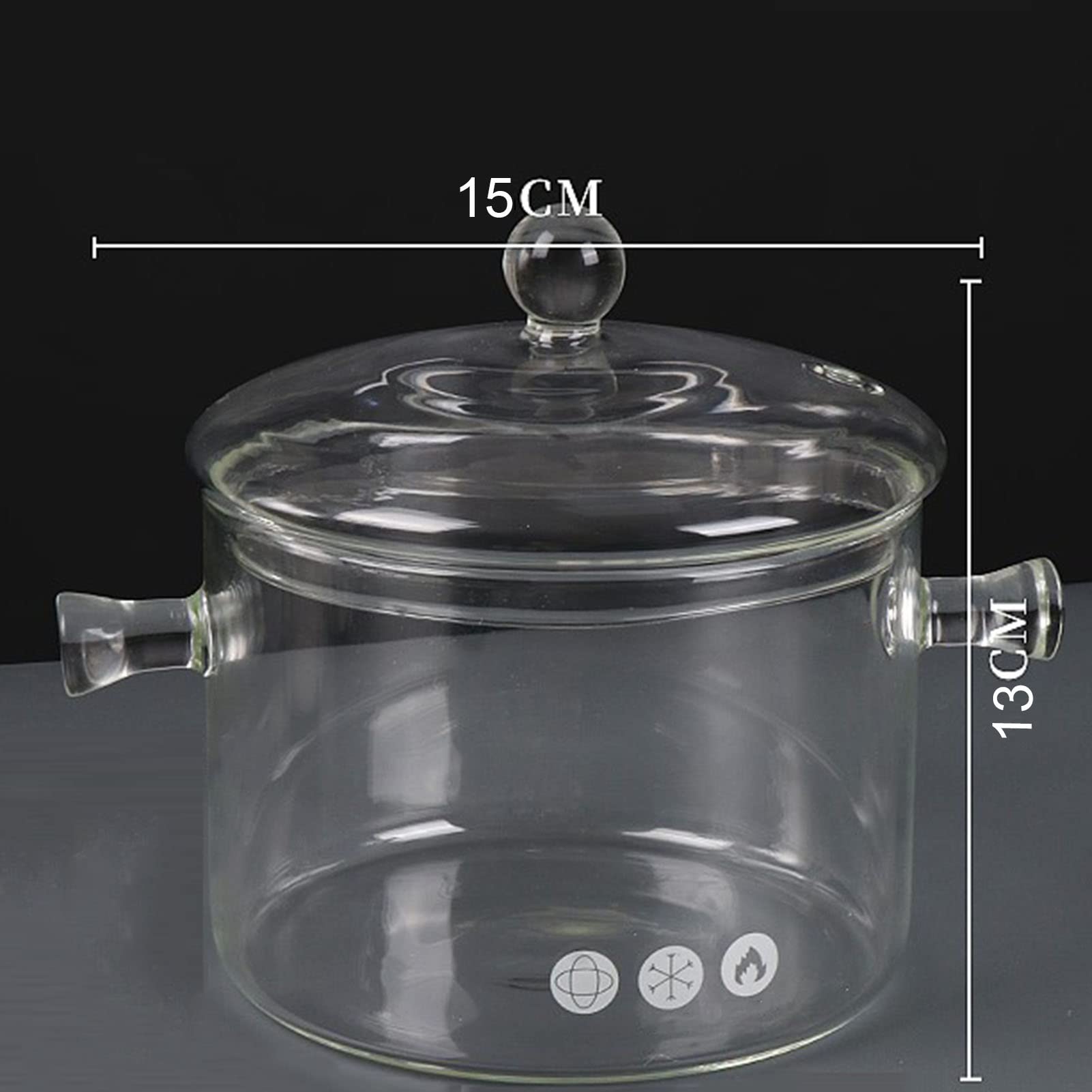 **Clear Glass Cooking Pot with Lid - 16x15cm Transparent Nonstick Stockpot, High Temperature Resistant Stewpot for Milk, Baby Food, Noodles - Perfect for Stovetop, Oven & Serving**