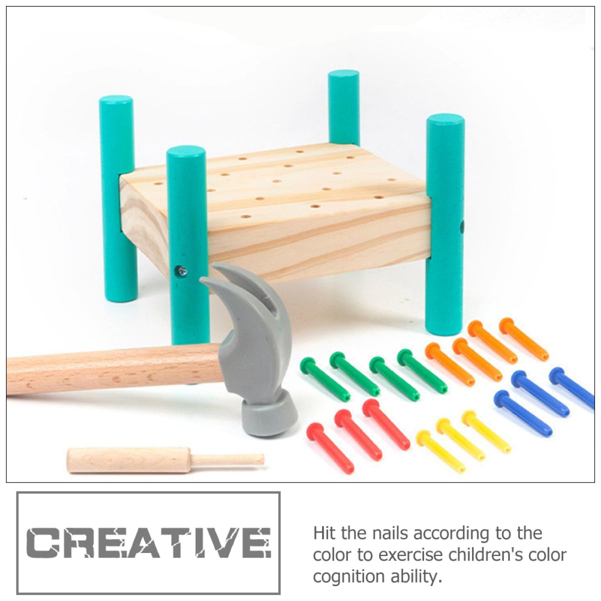 Hohopeti Wooden Hammering and Pounding Toy Set - Brain Development & Matching Game for Toddlers - Perfect for Early Learning, Fine Motor Skills Practice, and Montessori Playtime at Home or Preschool