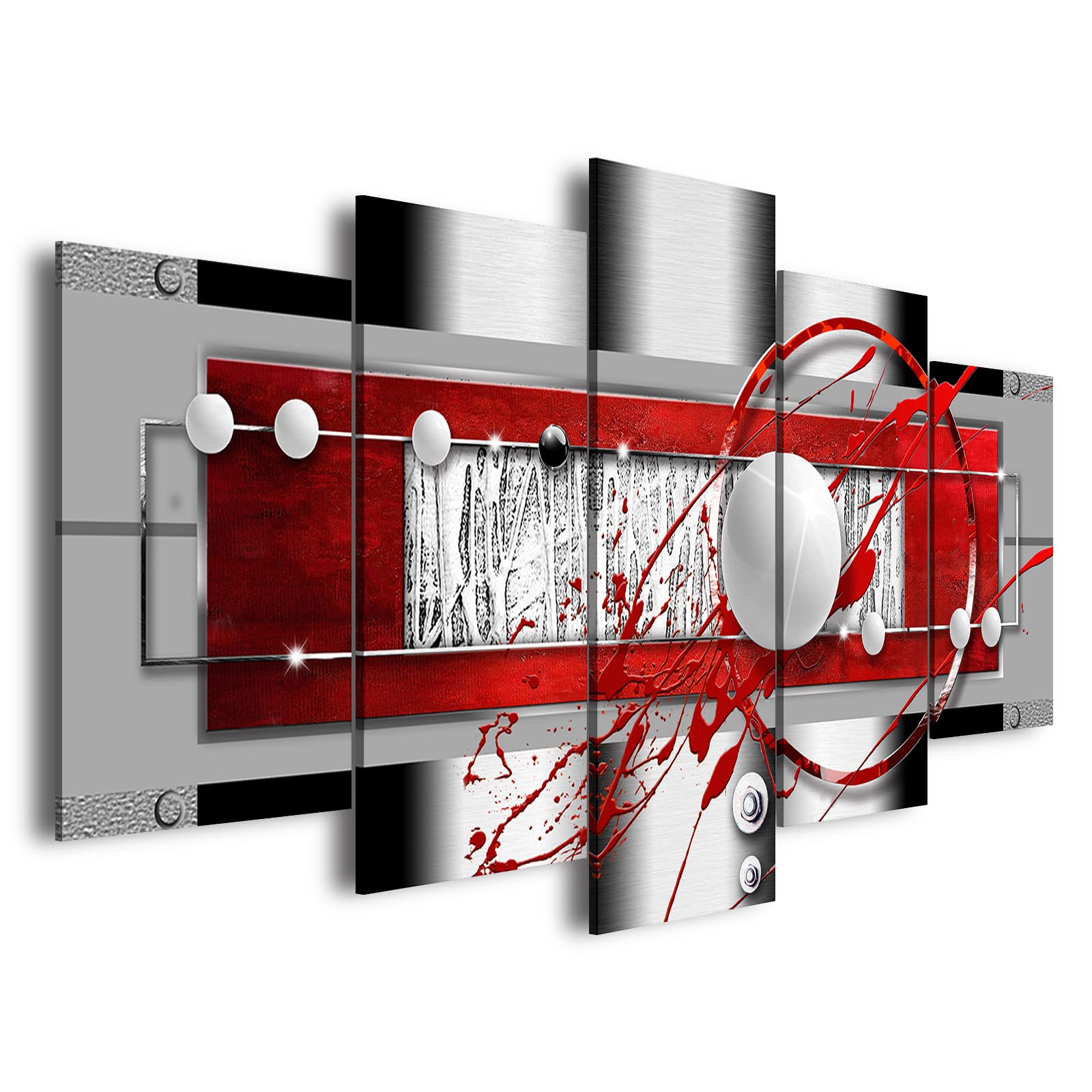Abstract Canvas Wall Art - Red Black Grey Framed Painting for Living Room Decor | Modern Home & Office Decor