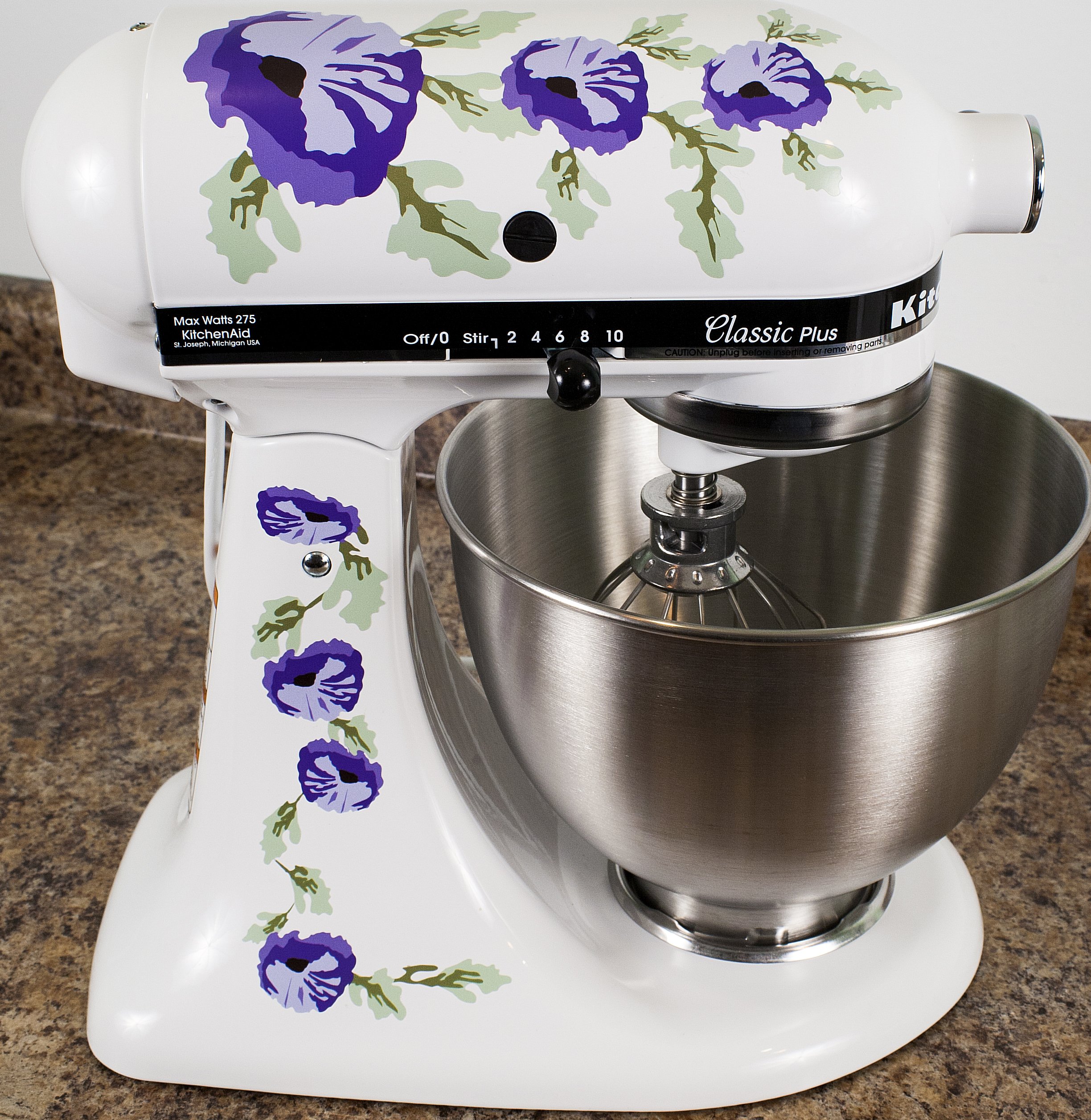 Purple Poppy Flowers Waterproof Vinyl Decals - Floral Stickers for KitchenAid Mixers, Appliances & DIY Home Decor - Perfect for Baking Enthusiasts & Kitchen Organization