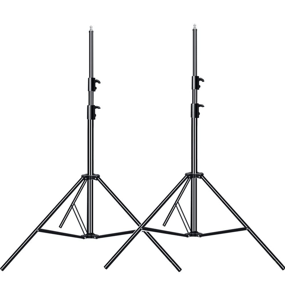 Professional 8.5ft Heavy Duty Aluminum Alloy Photography Light Stand with Spring Cushion - 2 Pack Studio Lighting Stand for Softbox, Ring Light, Strobe & Flash - Perfect for Portrait, Product & YouTube Video Shooting
