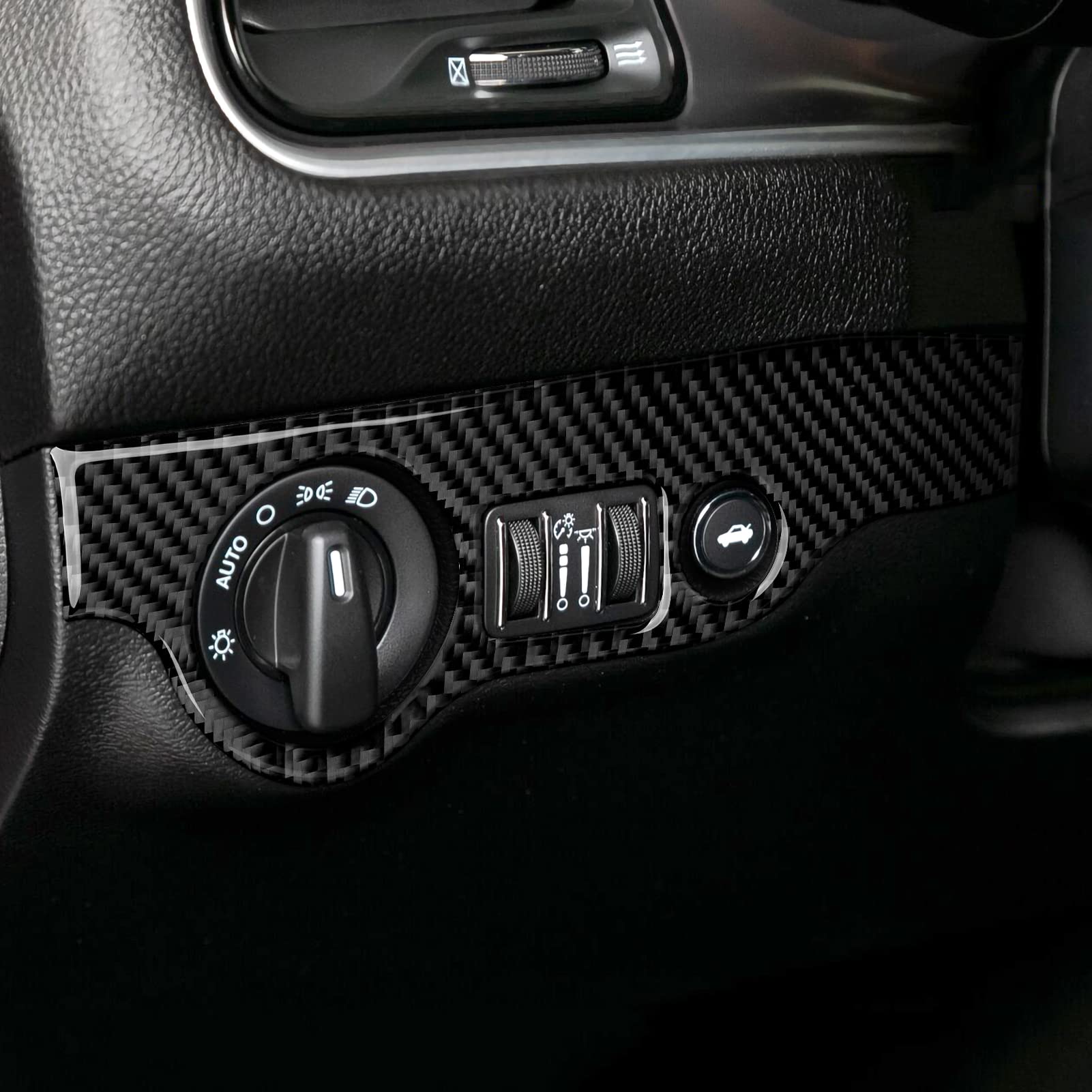 Carbon Fiber Car Headlight Switch Cover Trim Decors for 2011-2023 Dodge Charger - Interior Accessories & Stickers for Customization & Protection (Perfect for Car Enthusiasts & DIY Auto Upgrades)