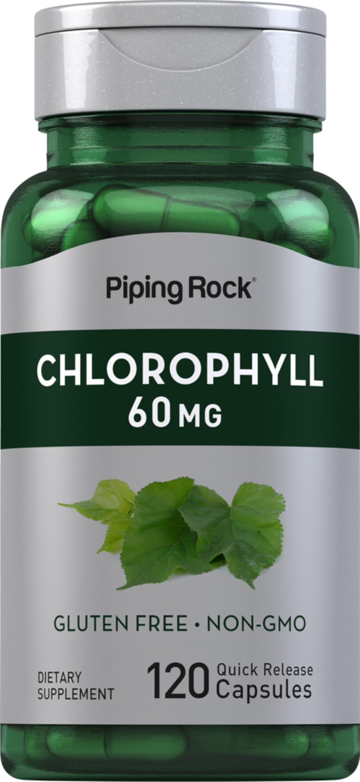 Piping Rock Chlorophyll Capsules 60mg - 120 Count | Non-GMO, Gluten Free Liquid Chlorophyll Supplement for Detox & Energy Boost | Supports Digestion & Skin Health | Perfect for Daily Wellness Routine & Detox Programs