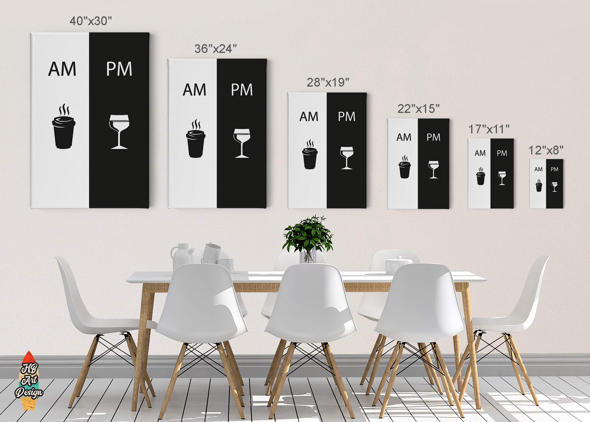 Modern Black and White Coffee & Wine Canvas Print Wall Art - 12x8 Inches - Coffee Bar, Kitchen, Dining Room & Restaurant Decor - Perfect Gift for Coffee Lovers & Home Decor Enthusiasts | Ideal for Cafes, Offices & Living Spaces