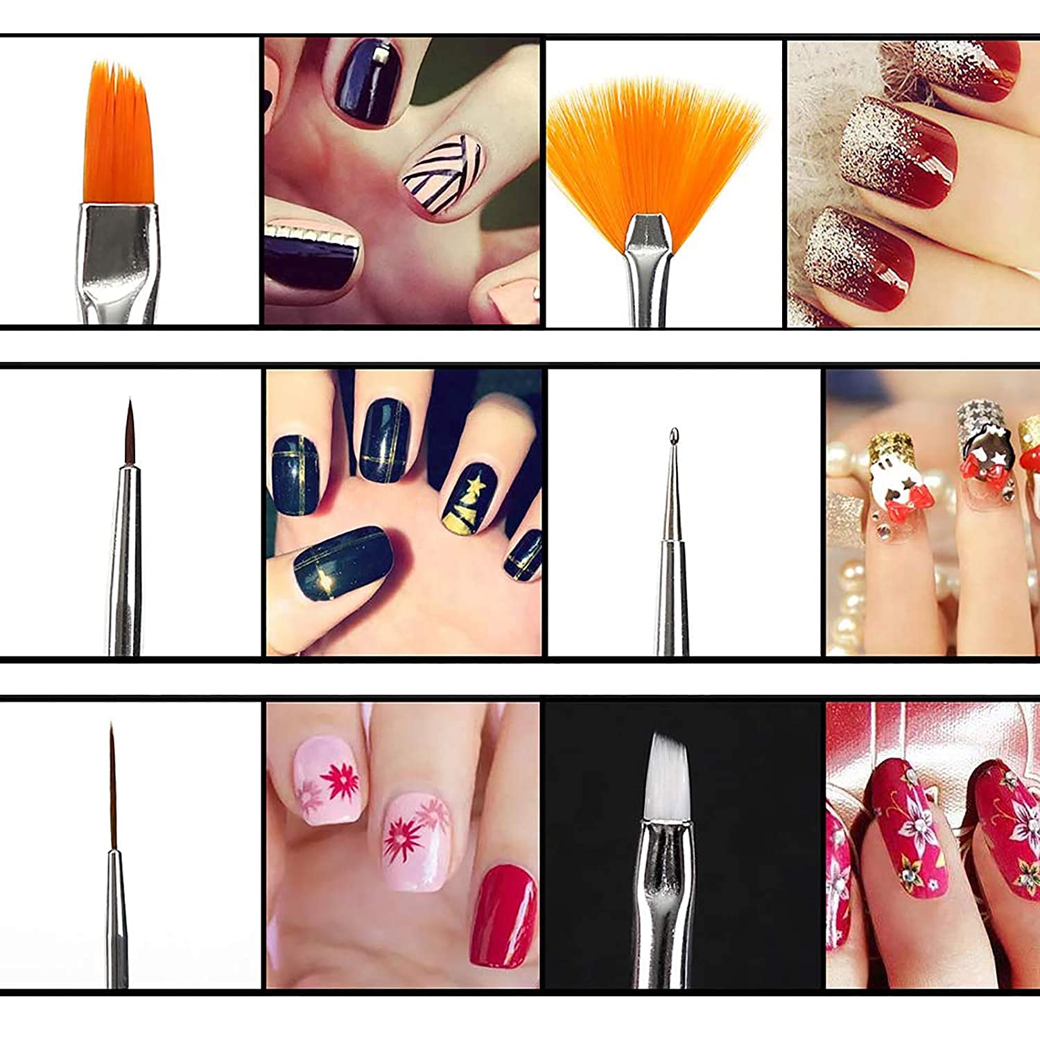 20-Piece Nail Art Pen Set with 5 Dual-End Dotting Tools & 15 Brushes for UV Gel Polish - Professional DIY Nail Design Kit for Manicure, Salon & Home Use
