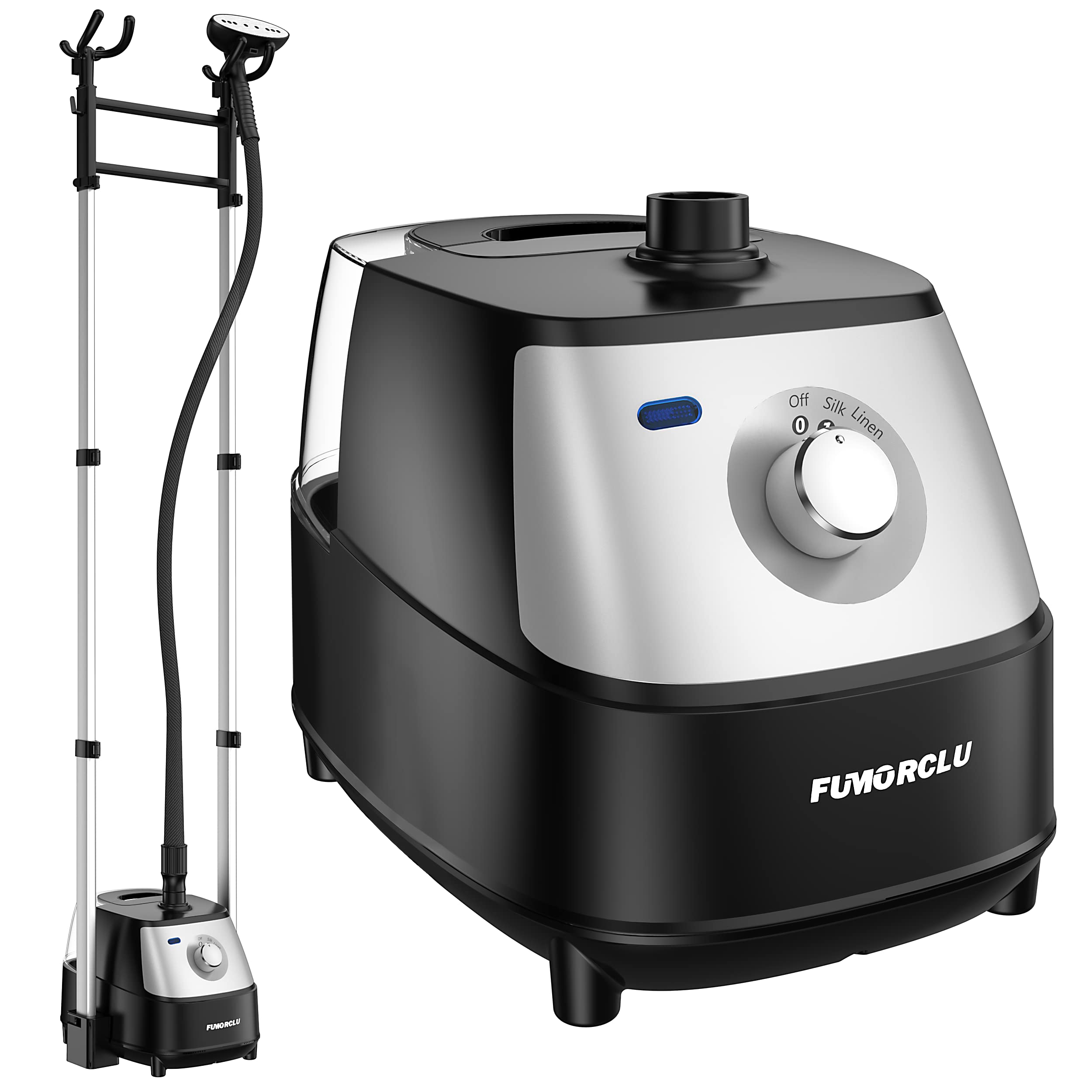 FUMORCLU 1500W Powerful Garment Steamer for Clothes, Double-Bar Household Steamer with 2L Large Water Tank, 50-Min Continuous Steam, Auto Shut-Off & Waterproof Design - Perfect for Wrinkle Removal, Travel, and Home Use